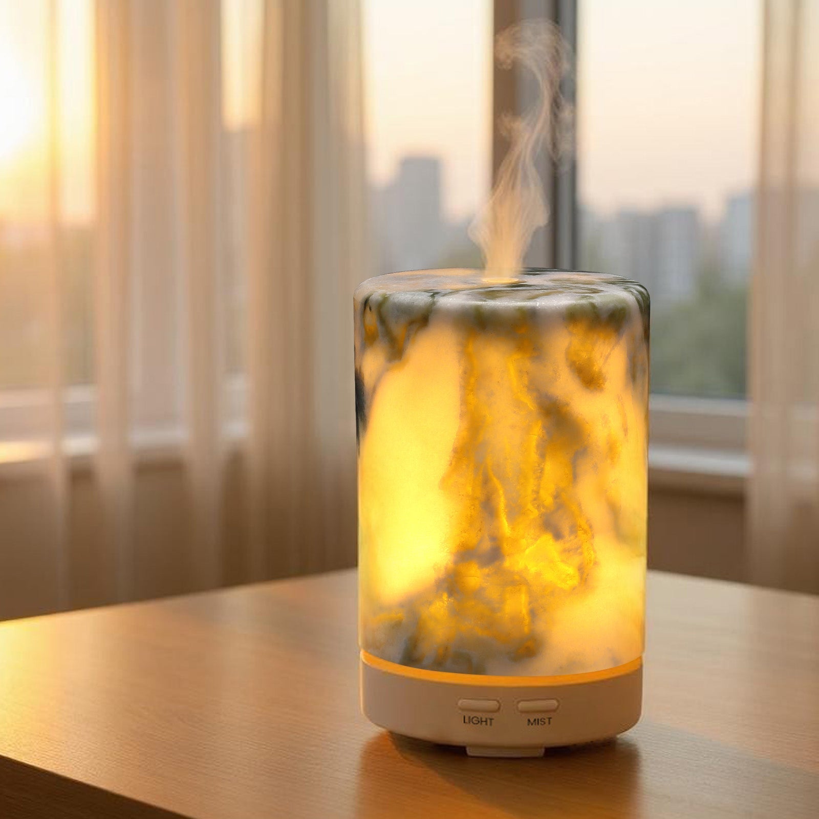 Koville marble humidifier in Bianco Palomino