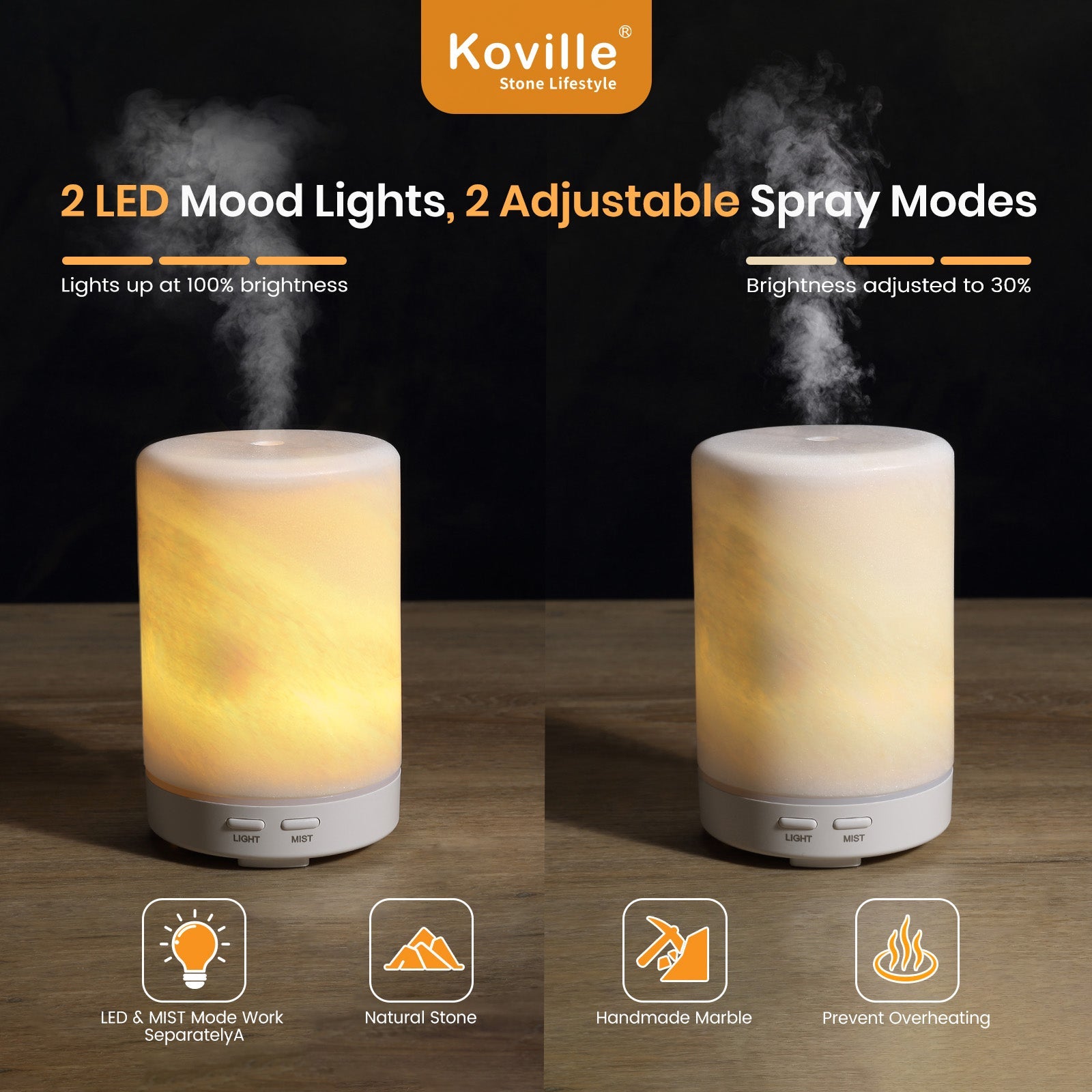 Koville marble humidifier in Namib Bianco