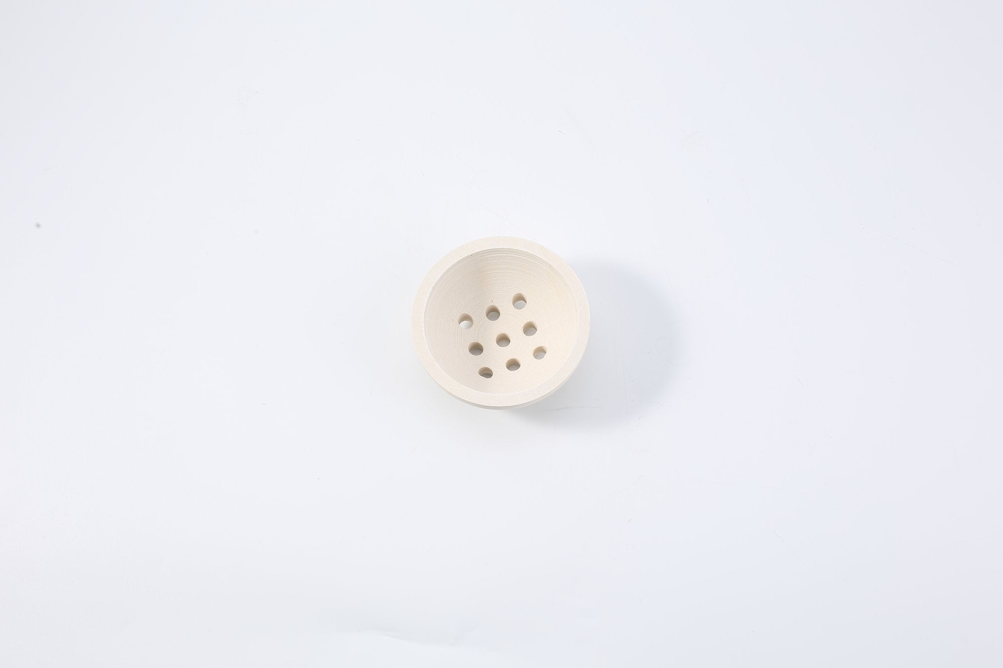 Koville natural marble incense burner d 100 in Moleanos Beige with burning incense stick