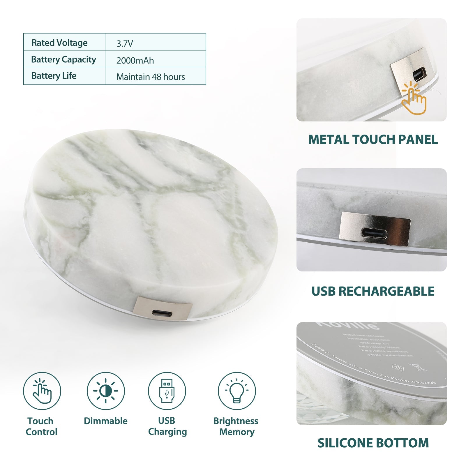 Koville led bar coaster in Bianco Palomino