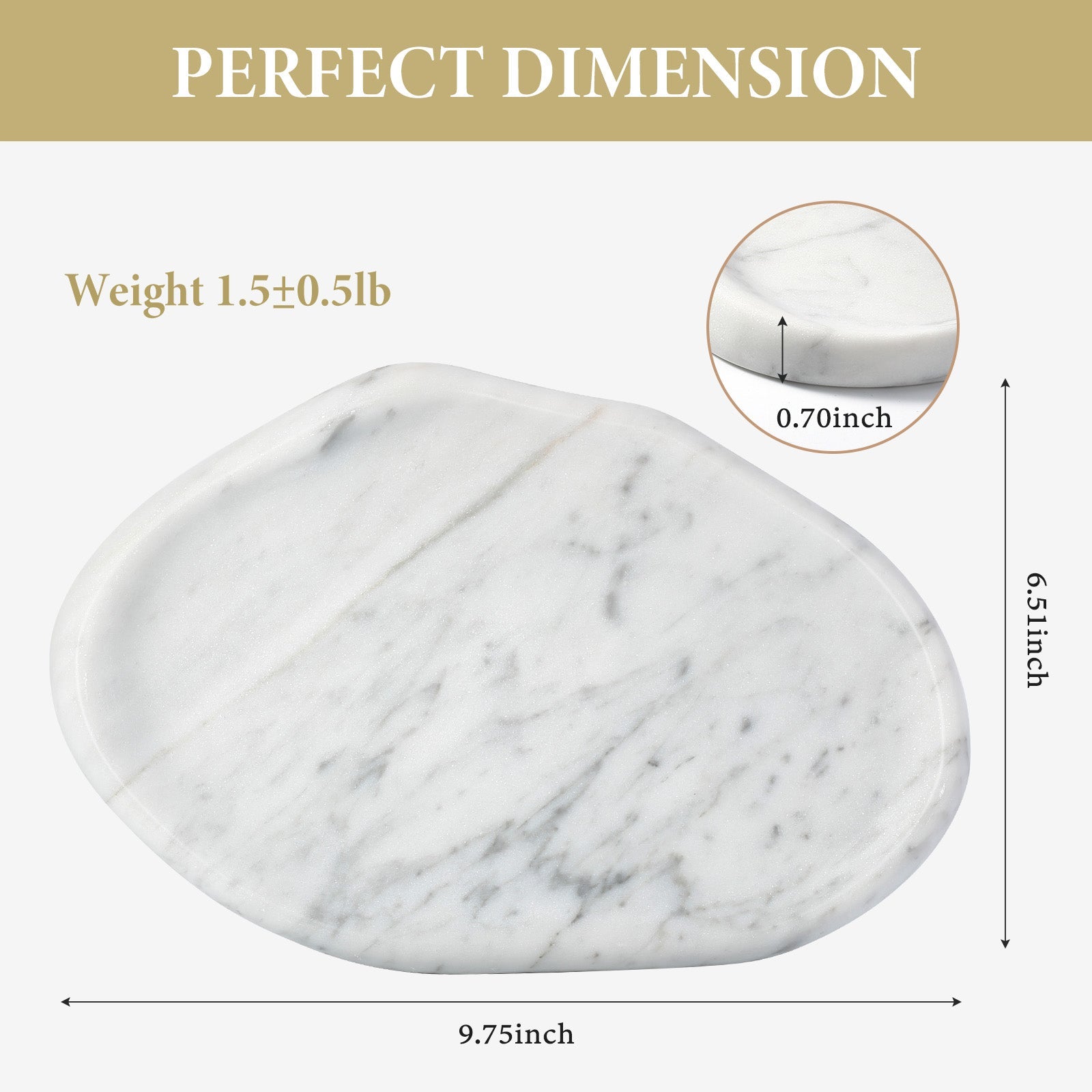 Koville lace edge storage tray for small items in Bianco Carrara natural stone