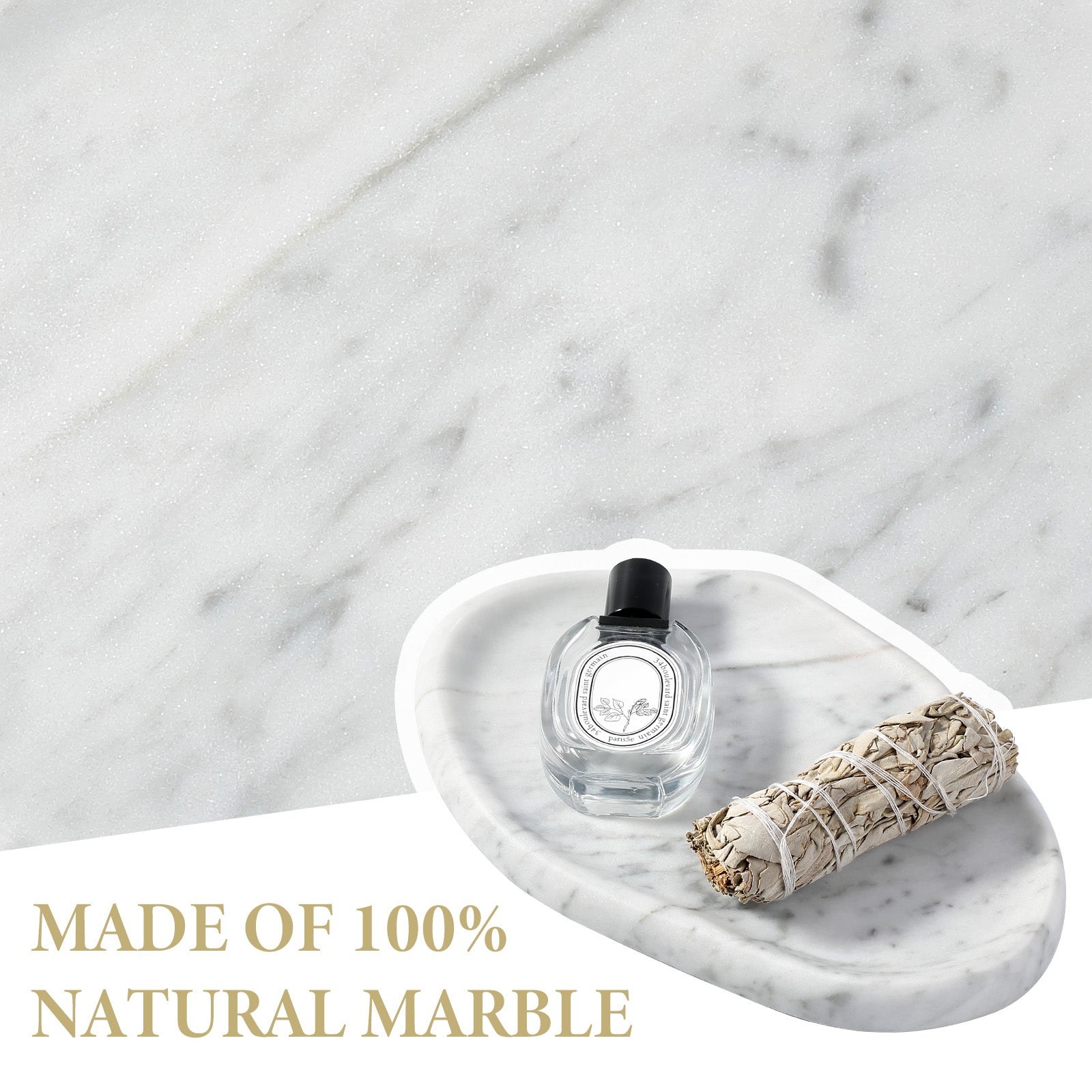 Koville lace edge storage tray for small items in Bianco Carrara natural stone