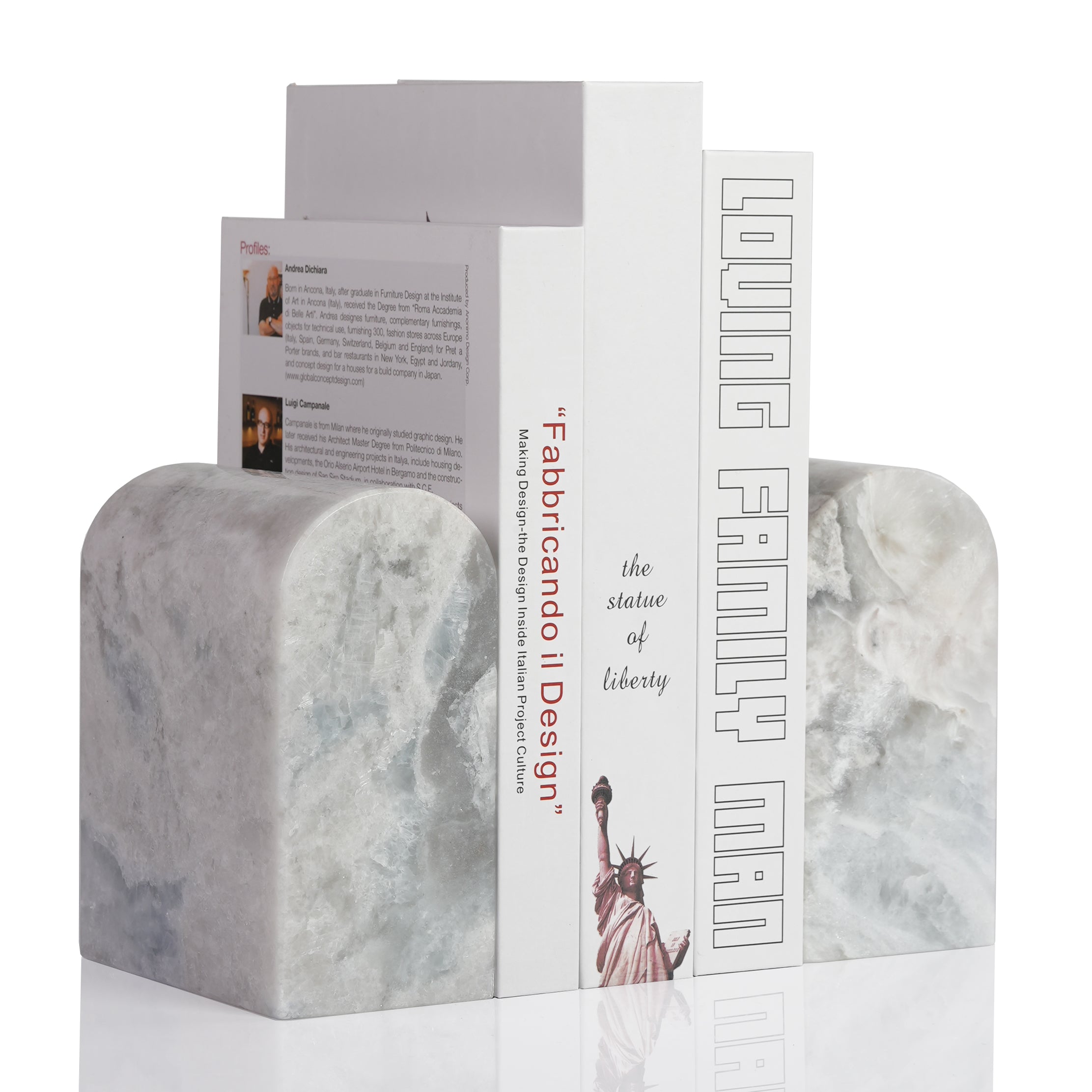 Koville triumphal arch bookend for shelf styling in Grigio Fantasy natural stone