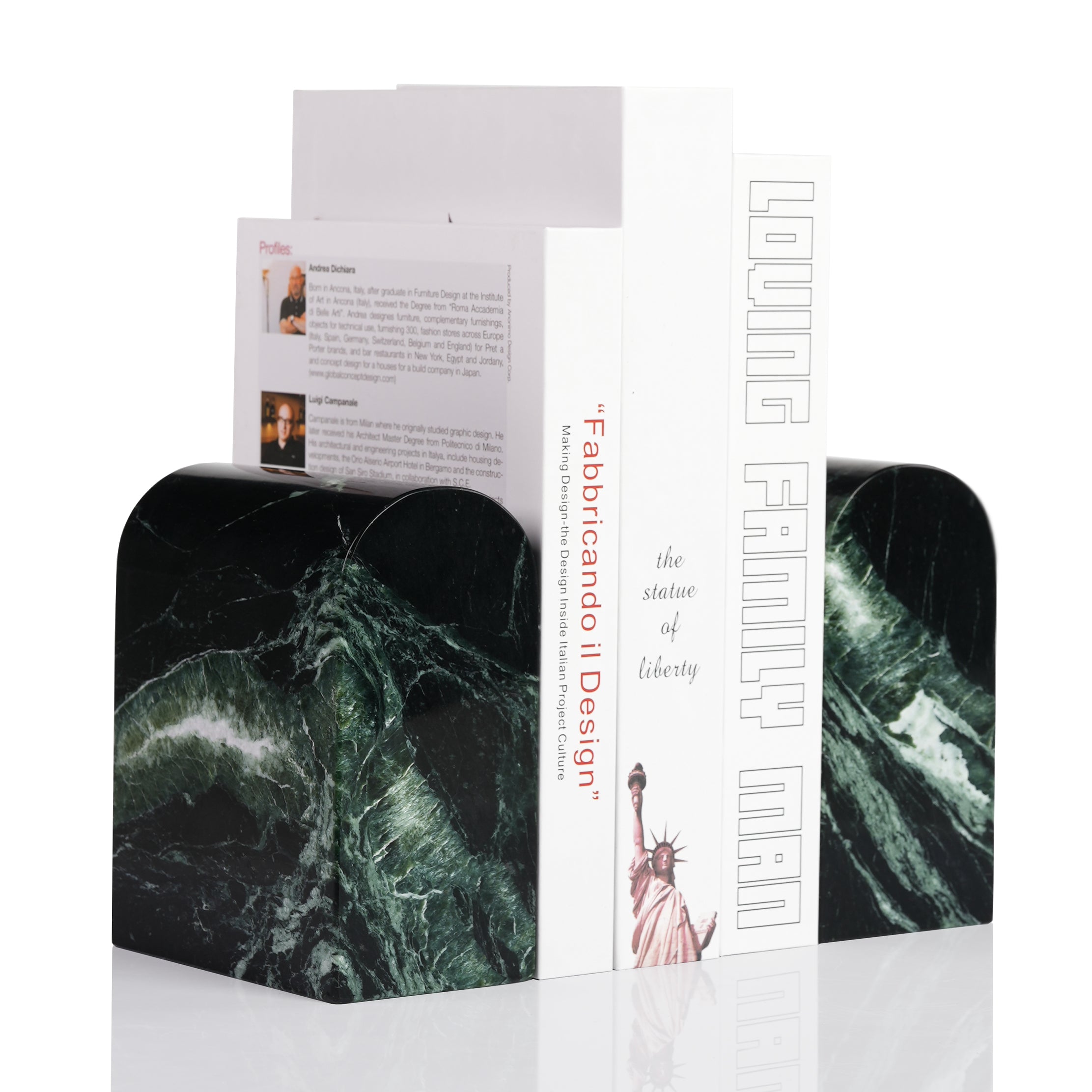 Koville Marble Triumphal Arch Bookend SE in Verde Remeggiato, product view