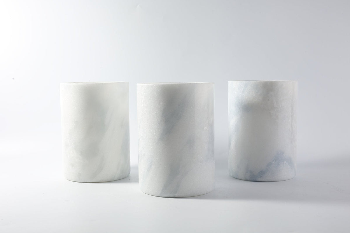 Koville Marble Utensil Holder for Kitchen Countertops, 5.1 × 7.1 in – Bianco Fiora, view 1