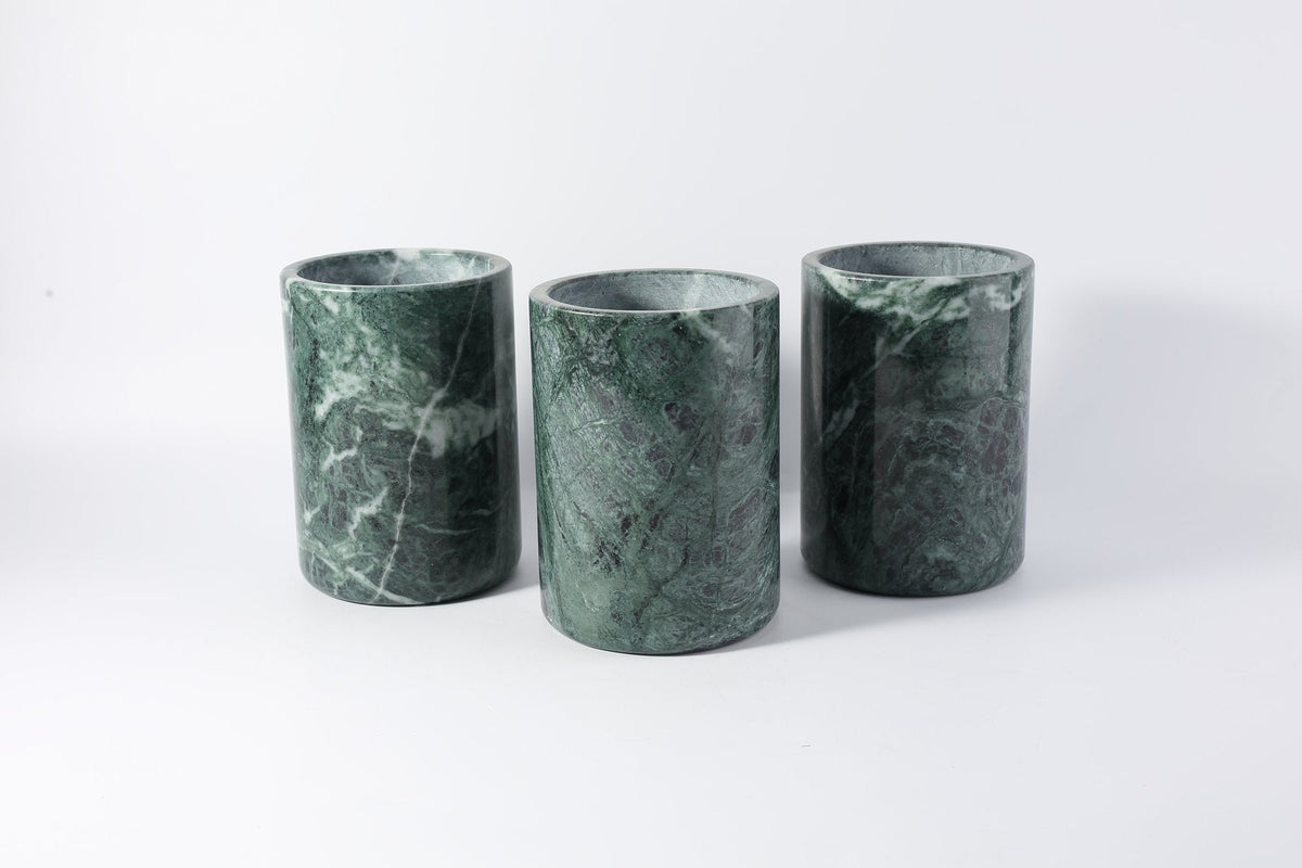 Koville Marble Utensil Holder for Kitchen Countertops, 5.1 × 7.1 in – Indian Green, view 1