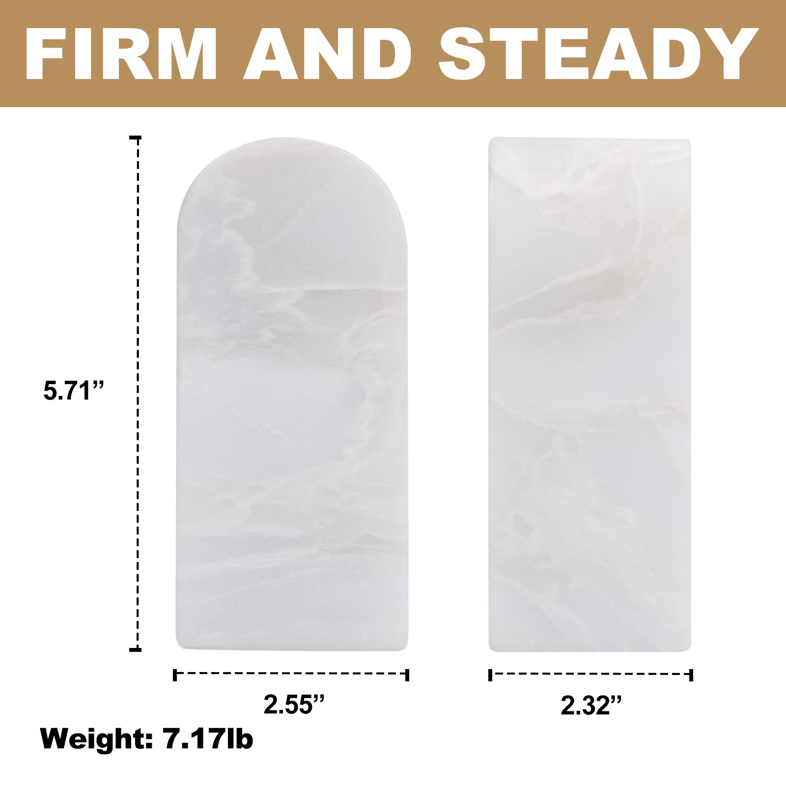 Koville medium triumphal arch bookends for shelf styling in Bianco Fiora natural stone