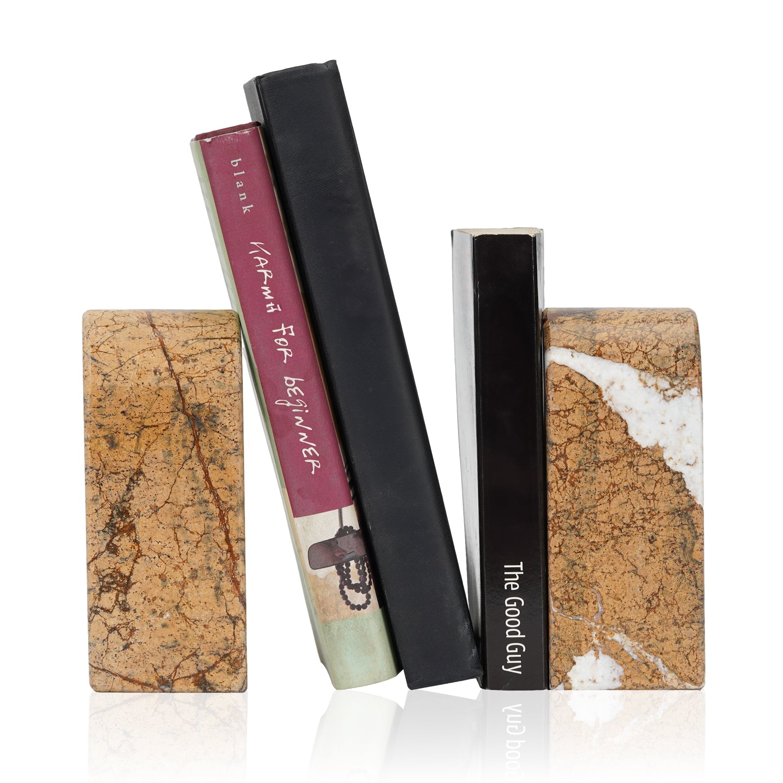 Koville medium triumphal arch bookends for shelf styling in Rainforest Gold natural stone