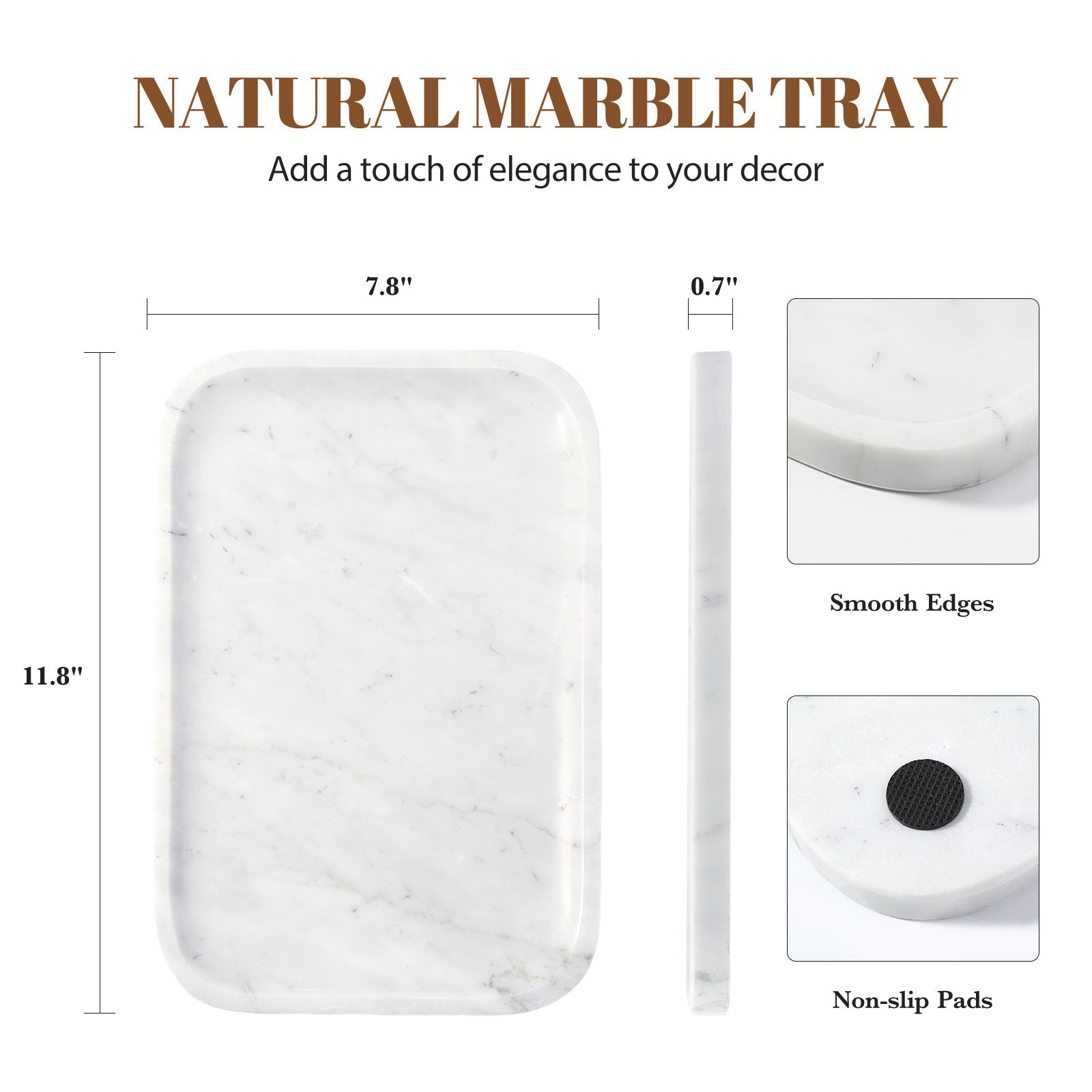 Koville Natural Stone One-Piece Square Trays in Bianco Carrara, product view 86
