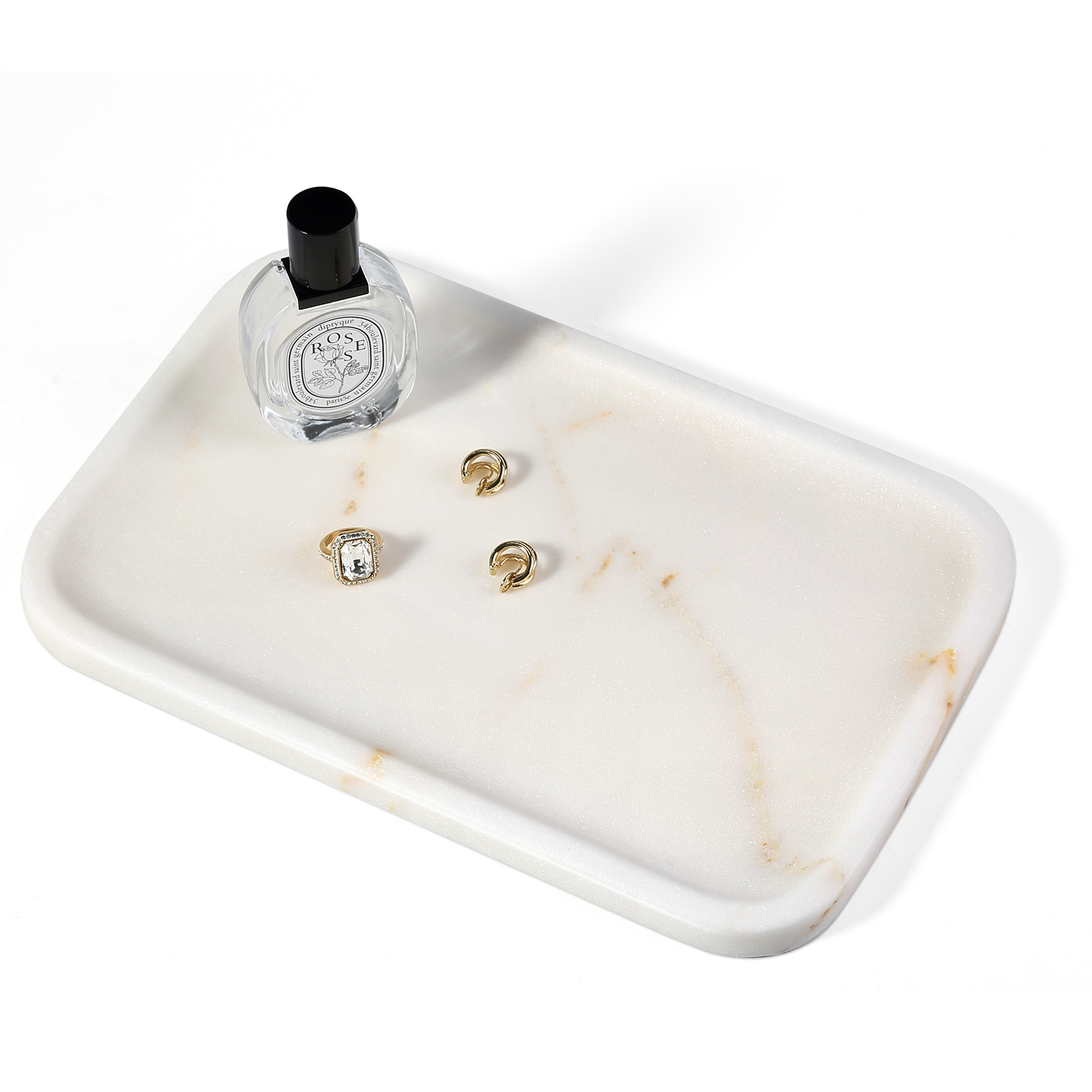 Koville yellow & gold decorative tray in natural stone