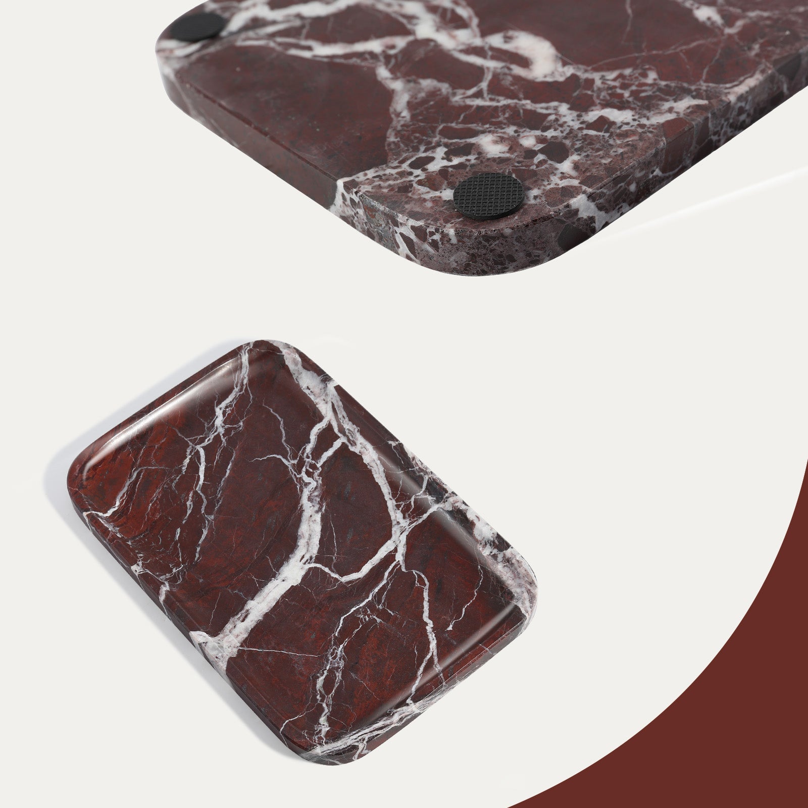 Koville Natural Stone One-Piece Square Trays in Rose Lepanto, product view 145