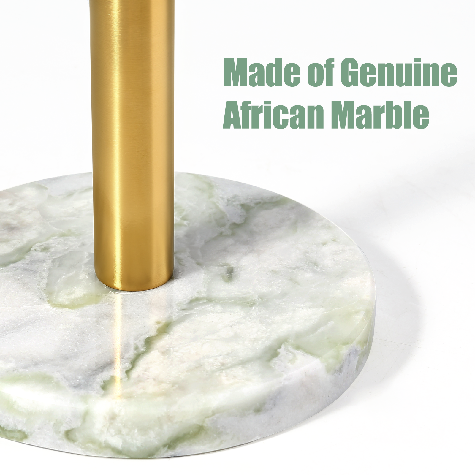 Koville Natural Stone Paper Towel Holder with Gold Metal Rod, 5.9 in Base in natural stone