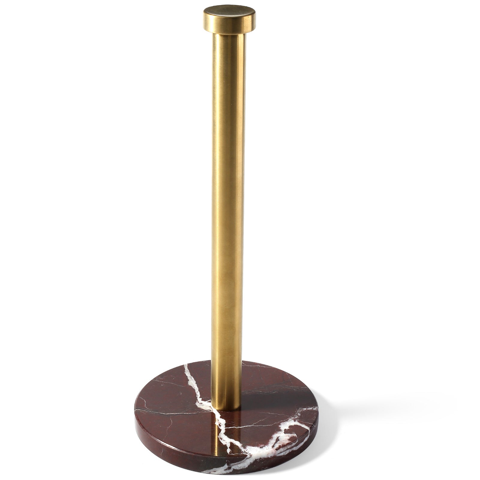 Koville Natural Stone Paper Towel Holder with Gold Metal Rod, 5.9 in Base in natural stone