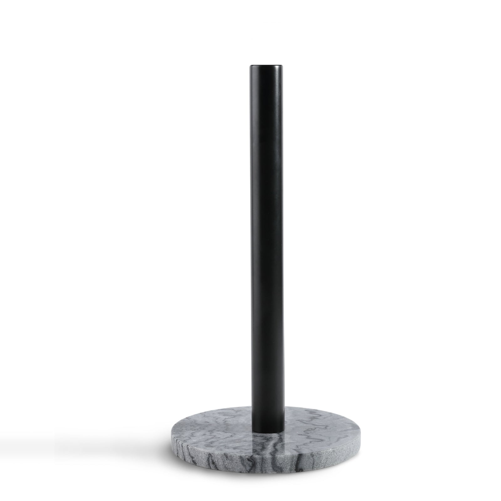 Koville Natural Stone Paper Towel Holder with Black Metal Rod, 5.9 in Base in natural stone