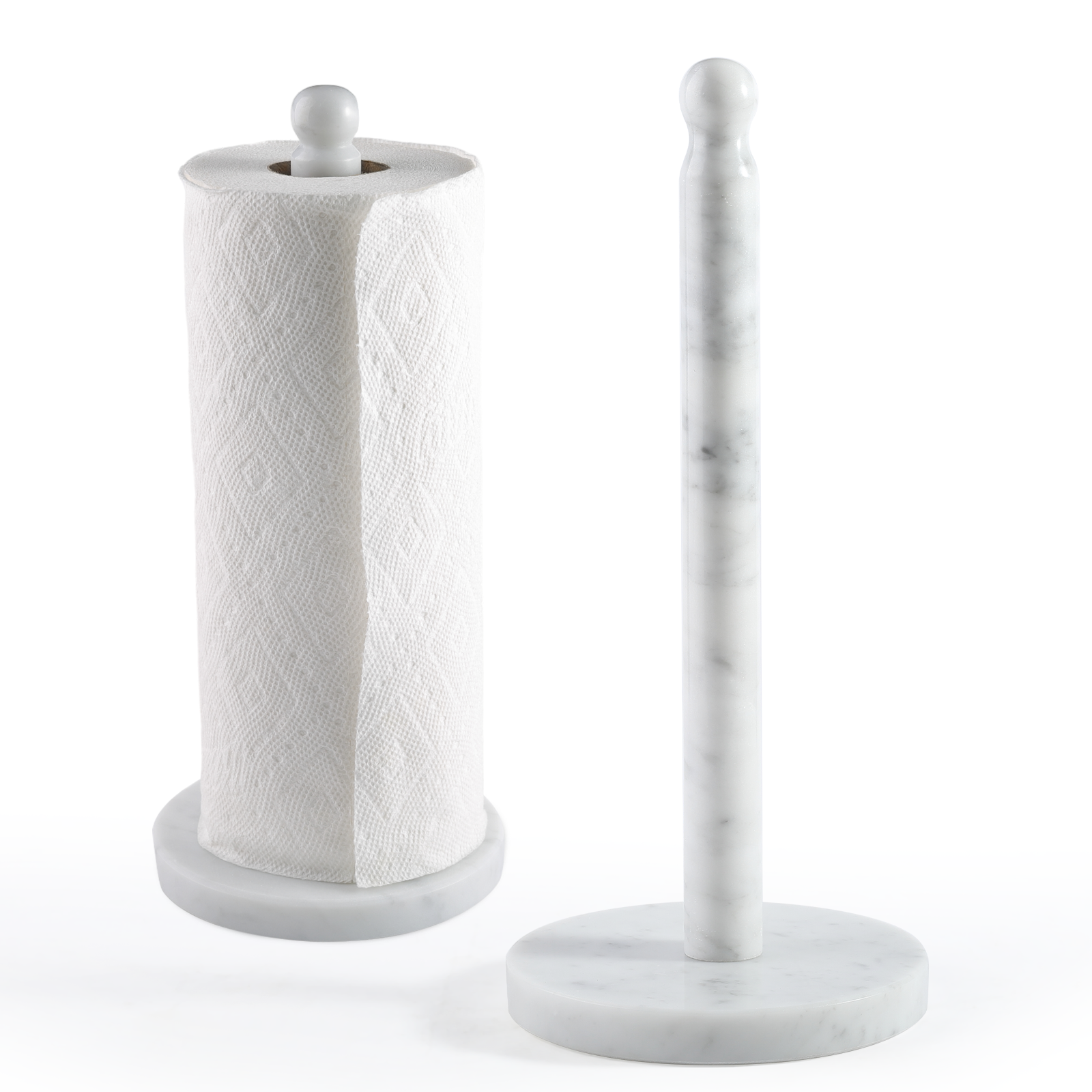 Koville Natural Stone Paper Towel Holder with Stone Rod, 5.9 in Base in natural stone