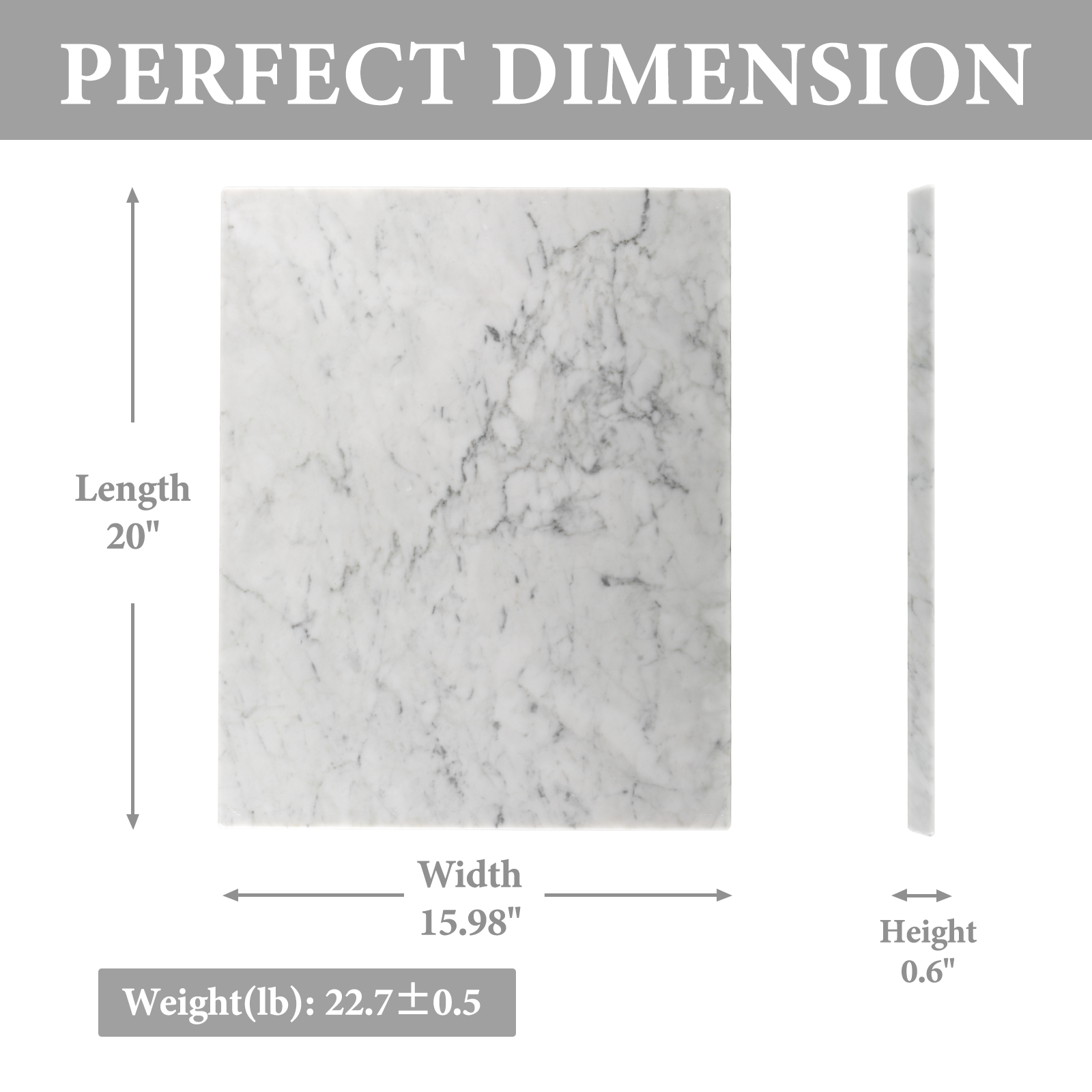 Koville natural stone pastry board in Bianco Carrara