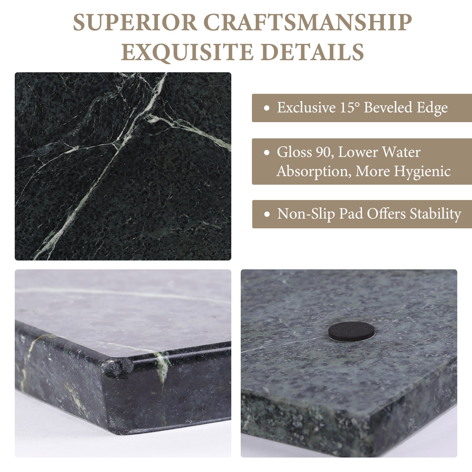 Koville natural stone pastry board in Indian Green