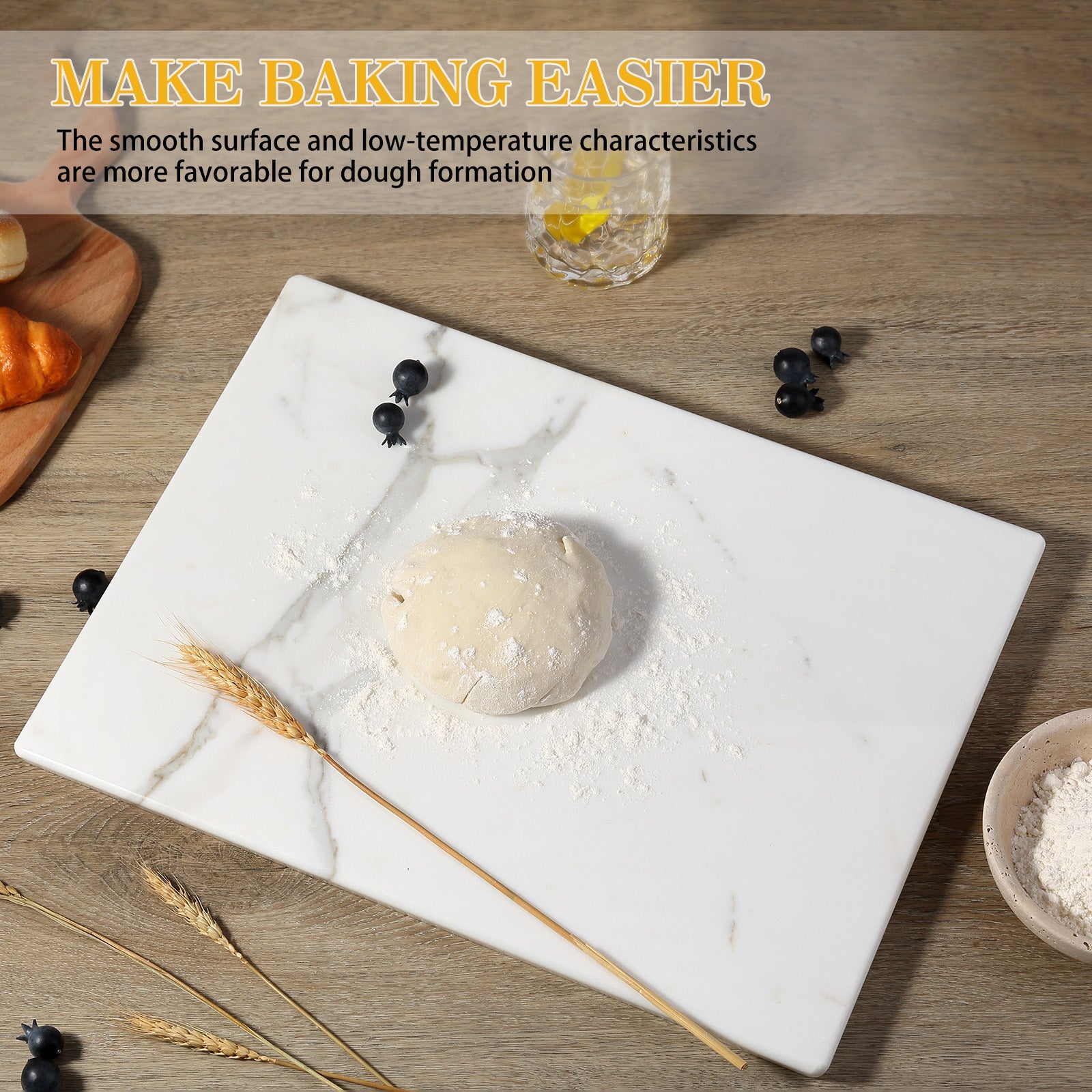 Koville natural stone pastry board in Arabescato