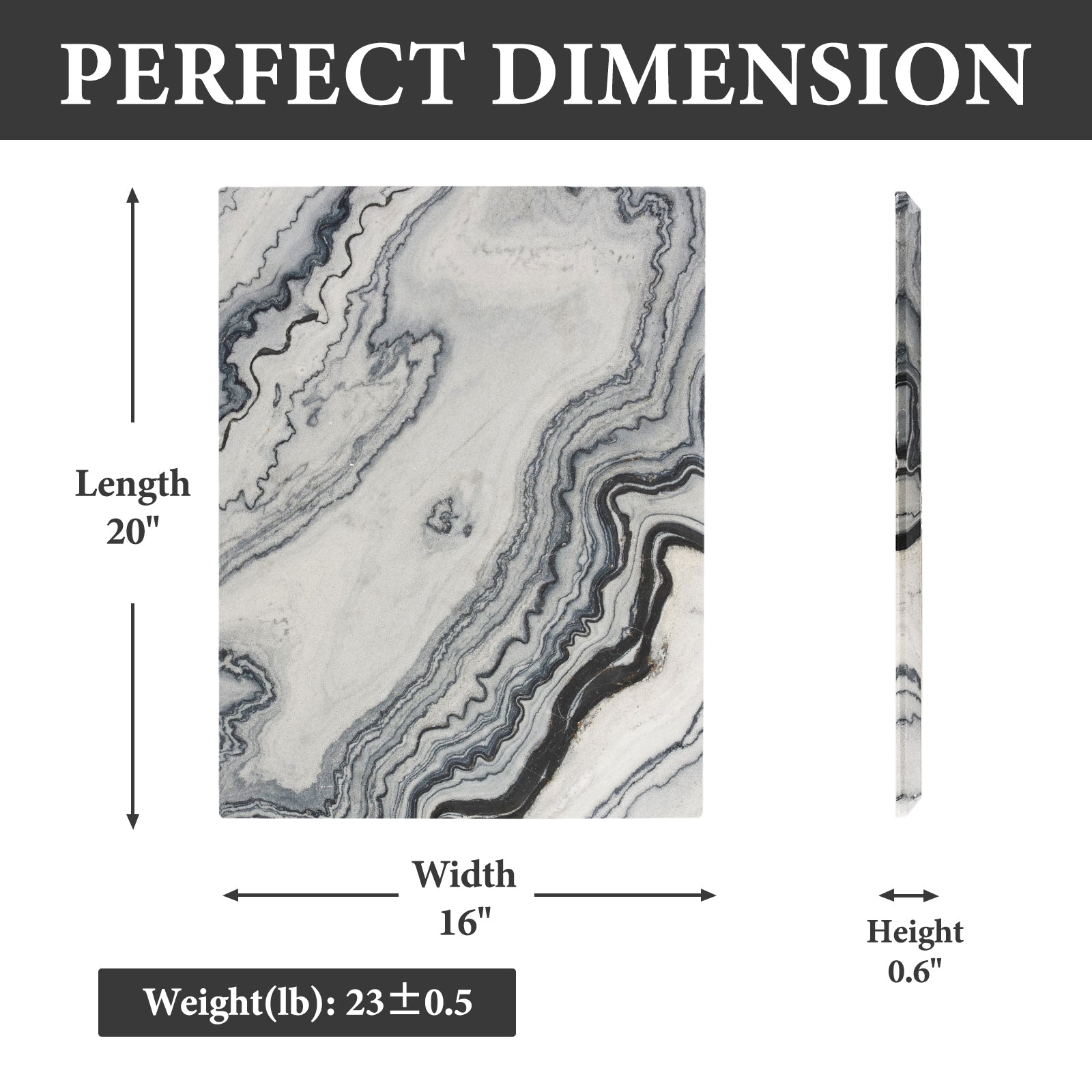 Koville natural stone pastry board in Monte Grigio