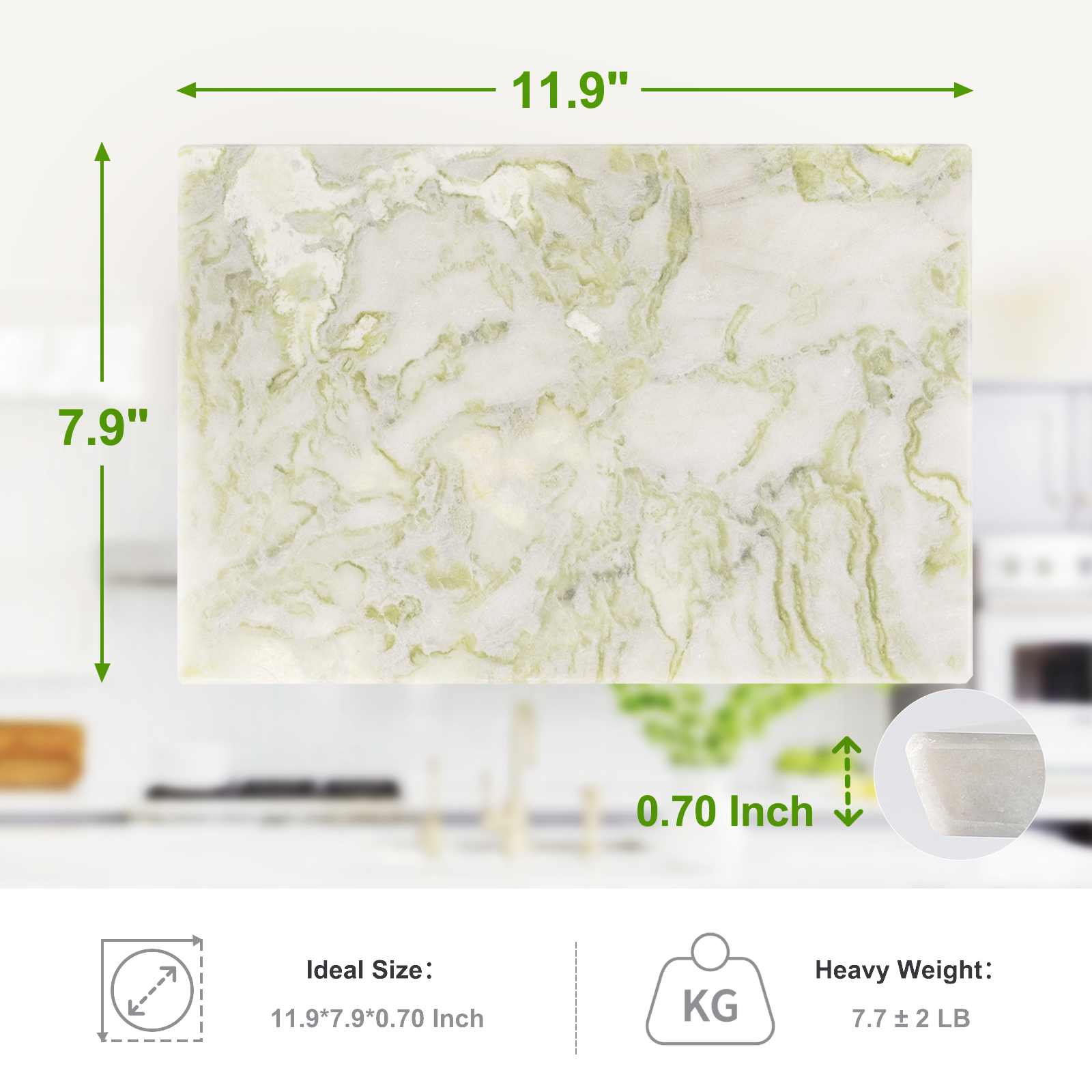 Koville natural stone pastry board in Bianco Palomino