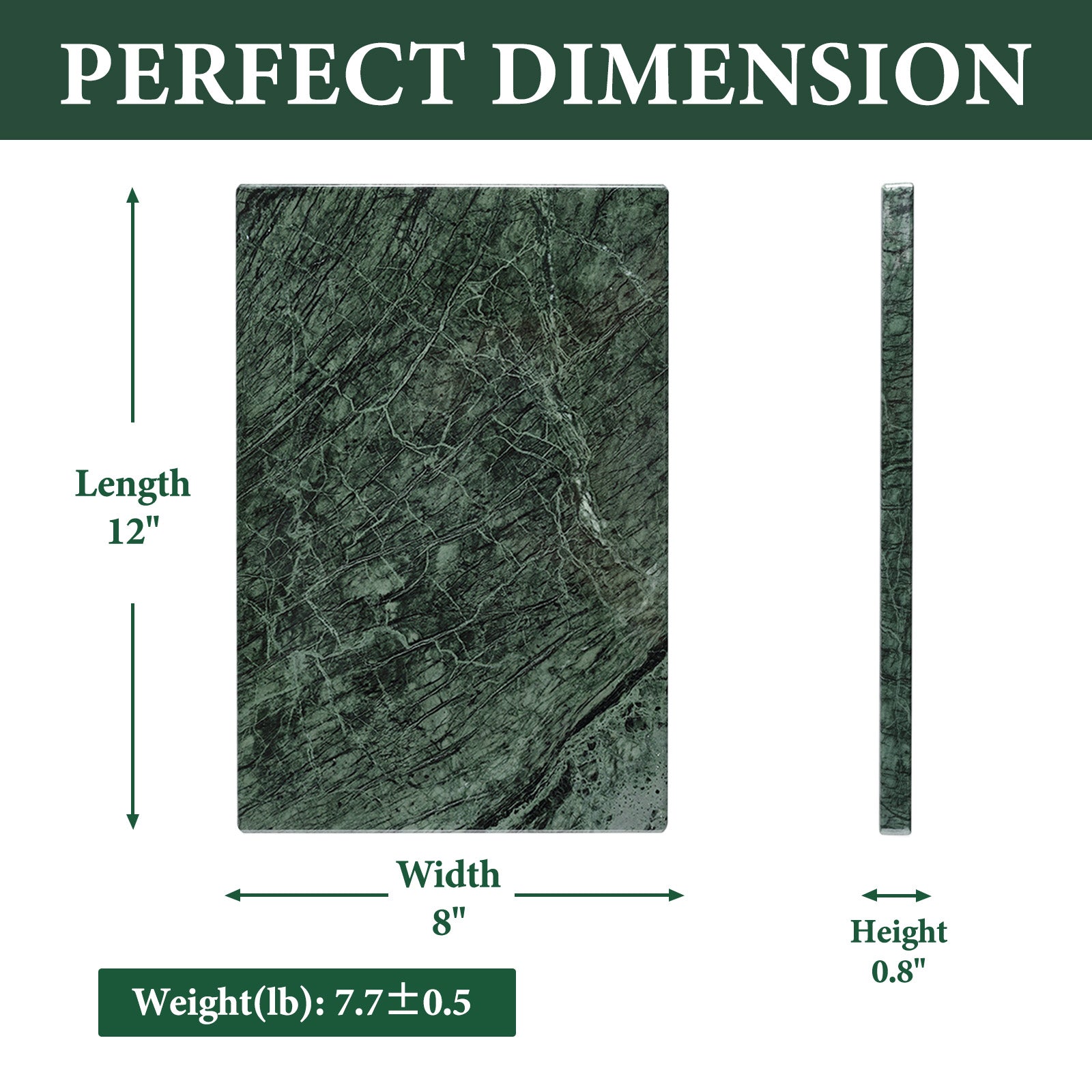 Koville natural stone pastry board in Indian Green