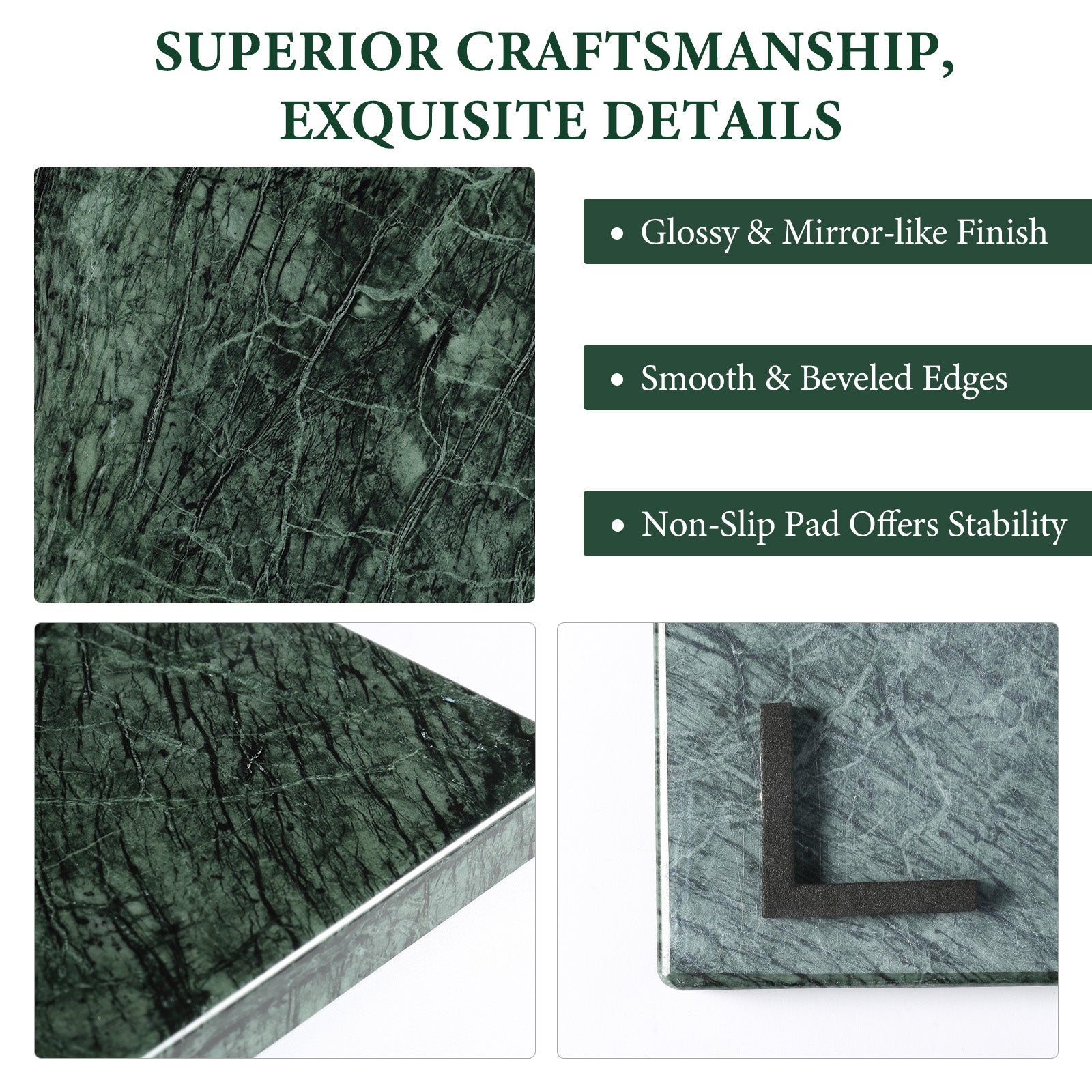 Koville natural stone pastry board in Indian Green