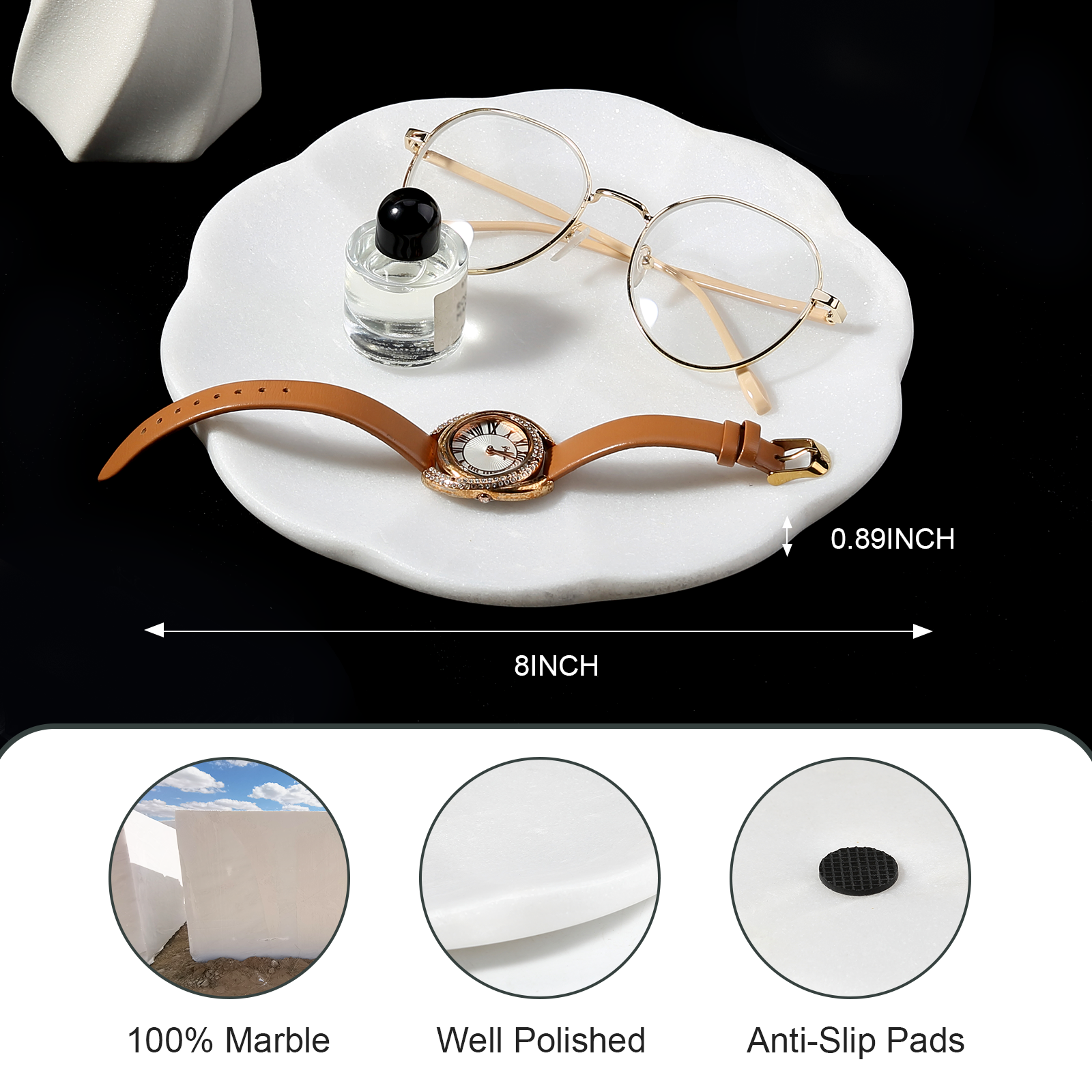 Koville pumpkin serving tray for table styling in Namib Bianco natural stone