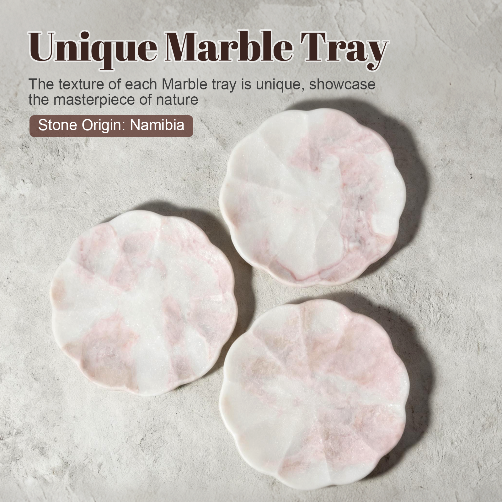 Koville pumpkin serving tray for table styling in Namibia Rose natural stone