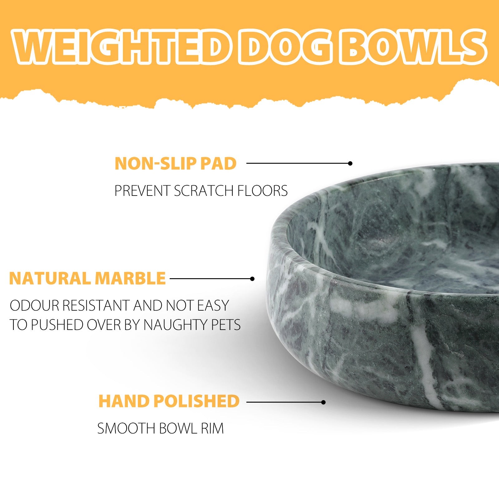 Koville natural stone pet bowl in Indian Green