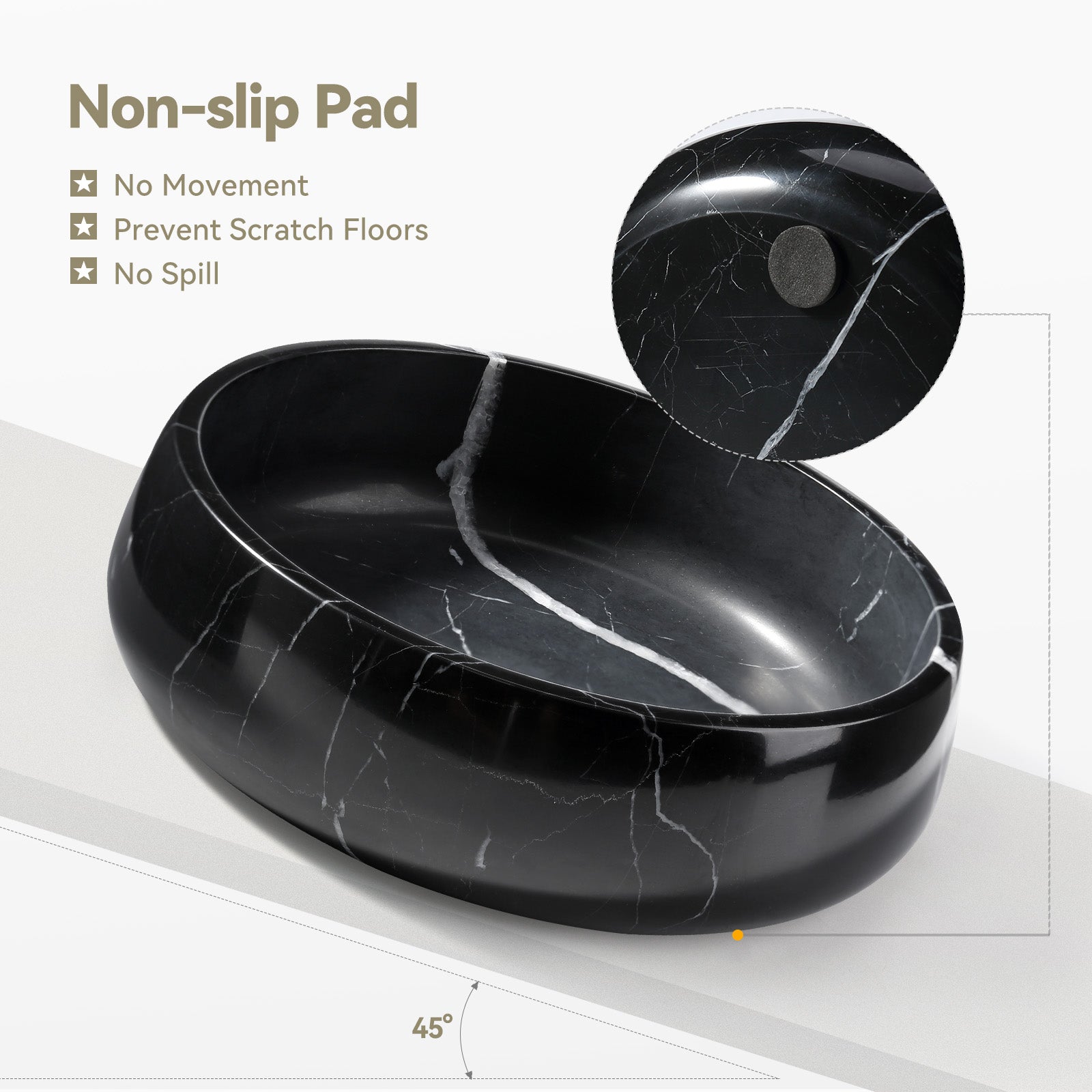 Koville natural stone pet bowl in Nero Marquina
