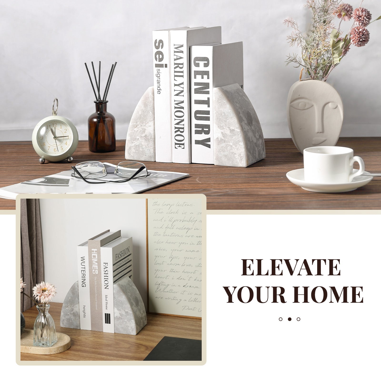 Koville natural stone sailboat bookend in Grigio Fantasy - design detail