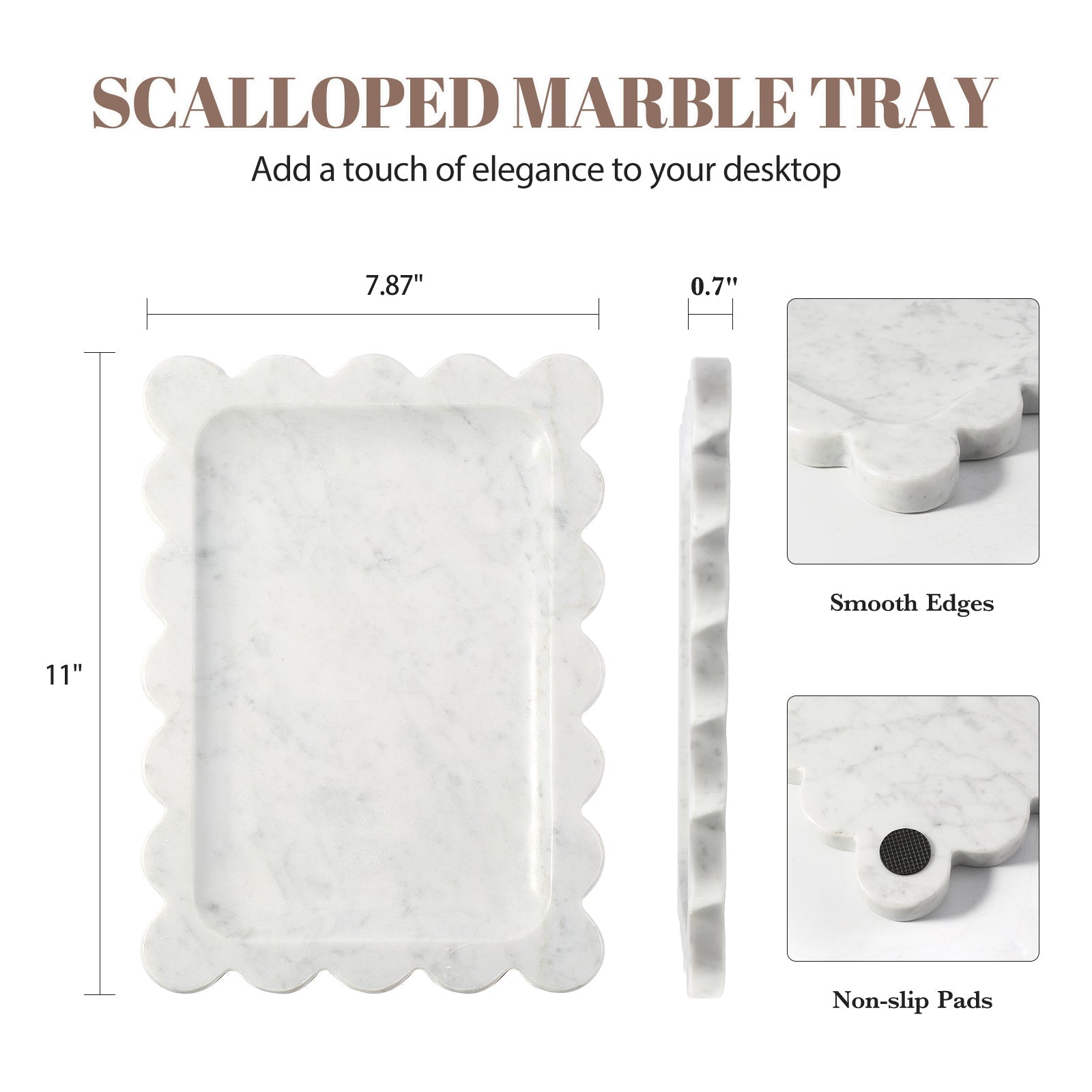 Koville Natural Stone Jewelry Trays in Bianco Carrara, product view 12