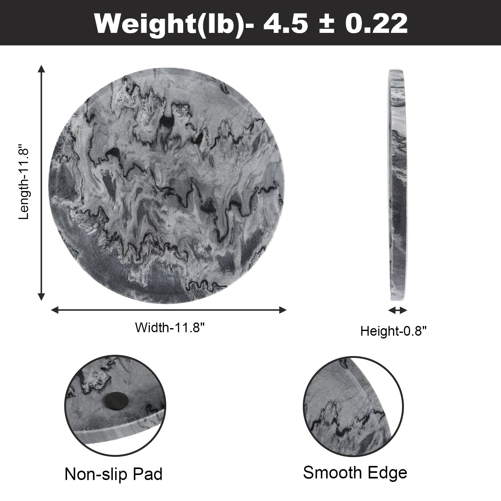 Koville round serving tray in multiple sizes for table styling in Monte Grigio natural stone