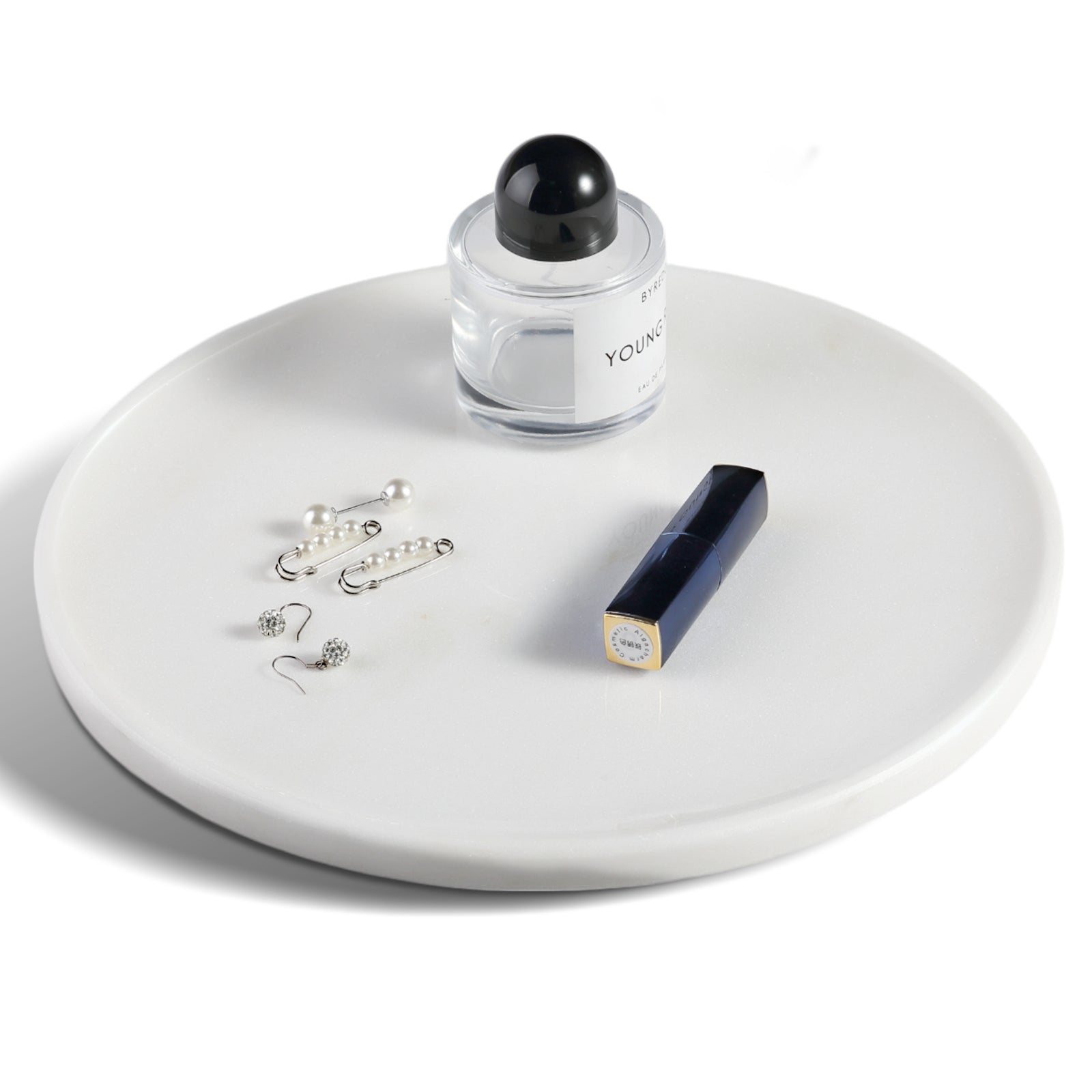 Koville round serving tray in multiple sizes for table styling in Namib Fantasy natural stone