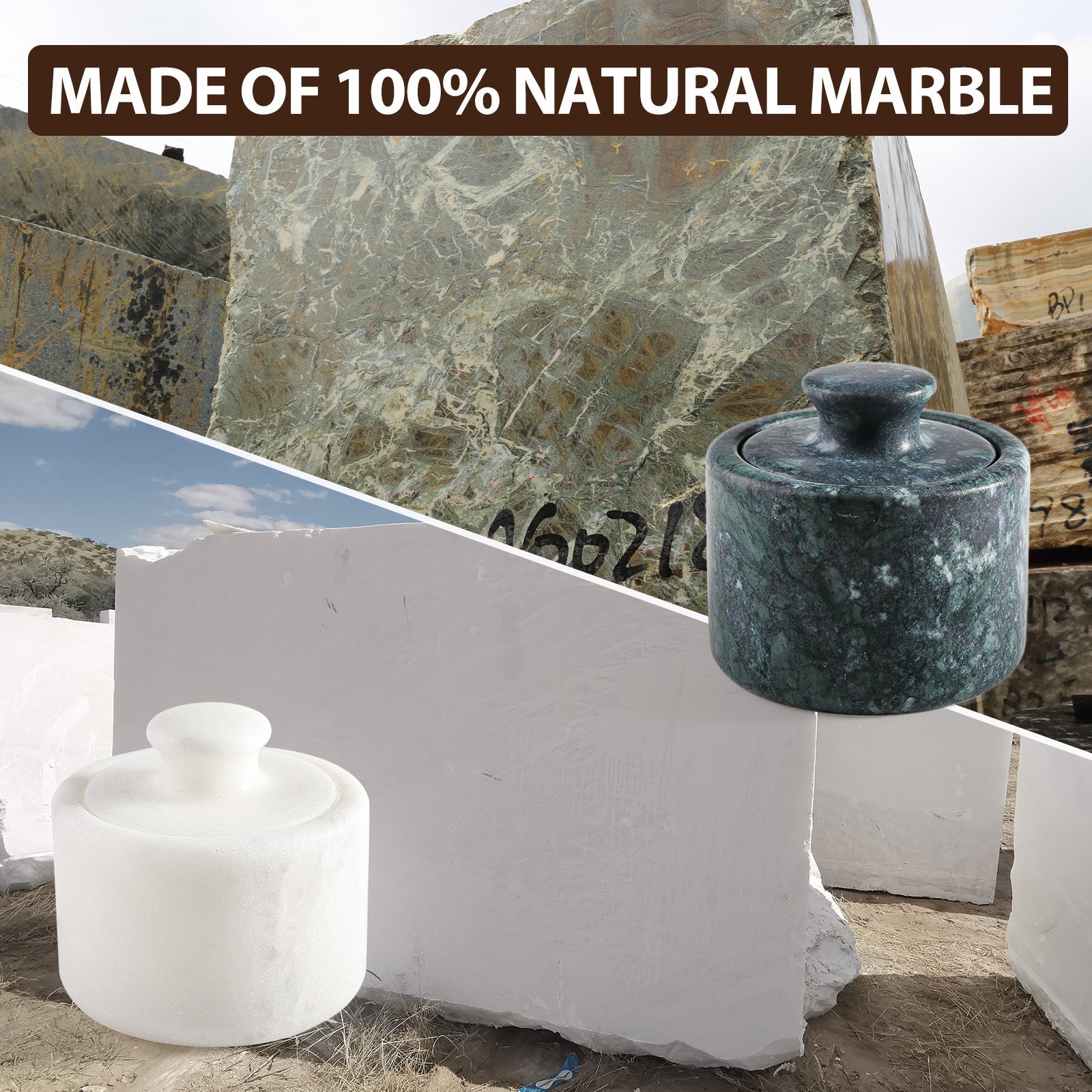 Koville marble spice cellar set in natural stone