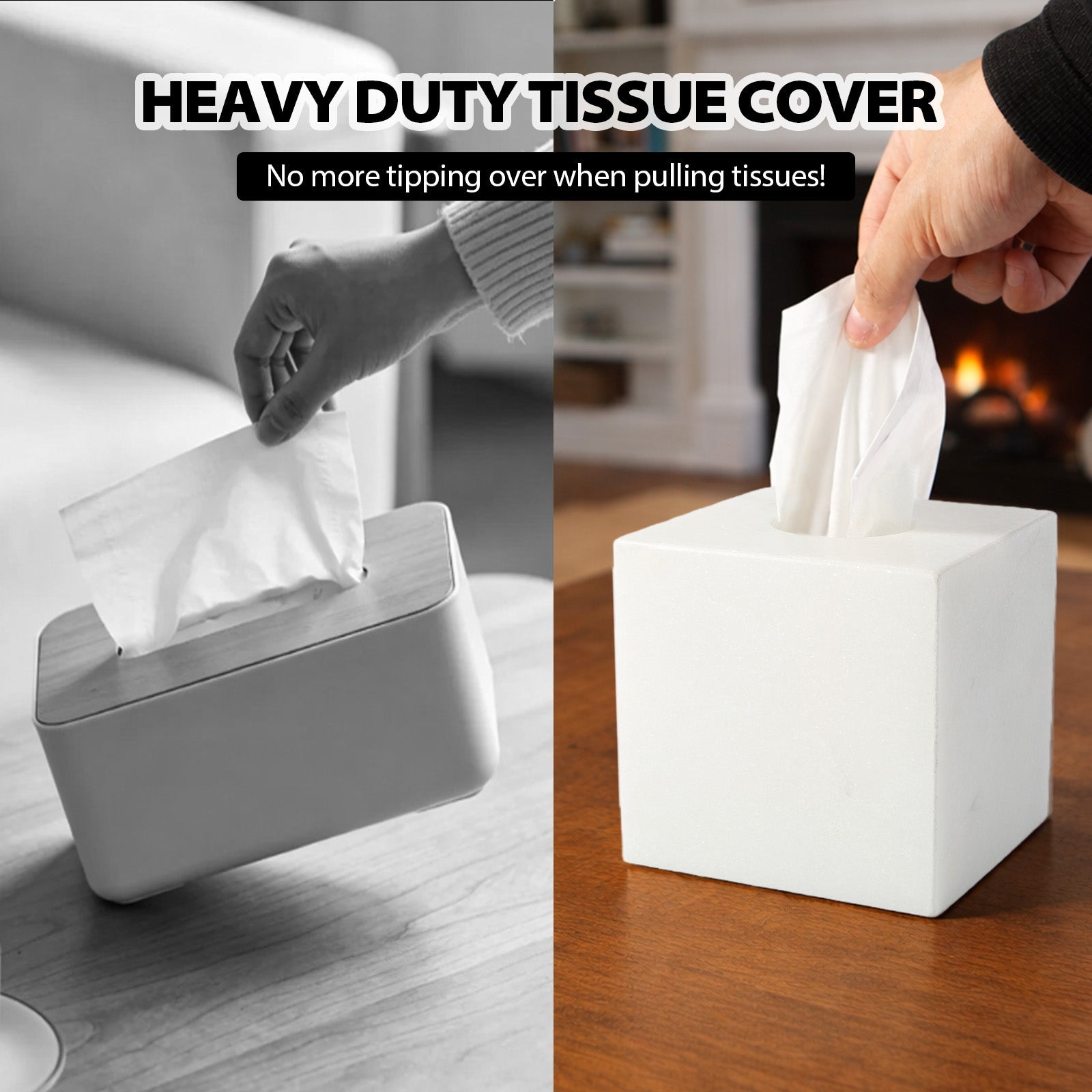Koville Natural Stone Square Tissue Box for Tabletops - 145 x 145 x 145 in natural stone, product view 9