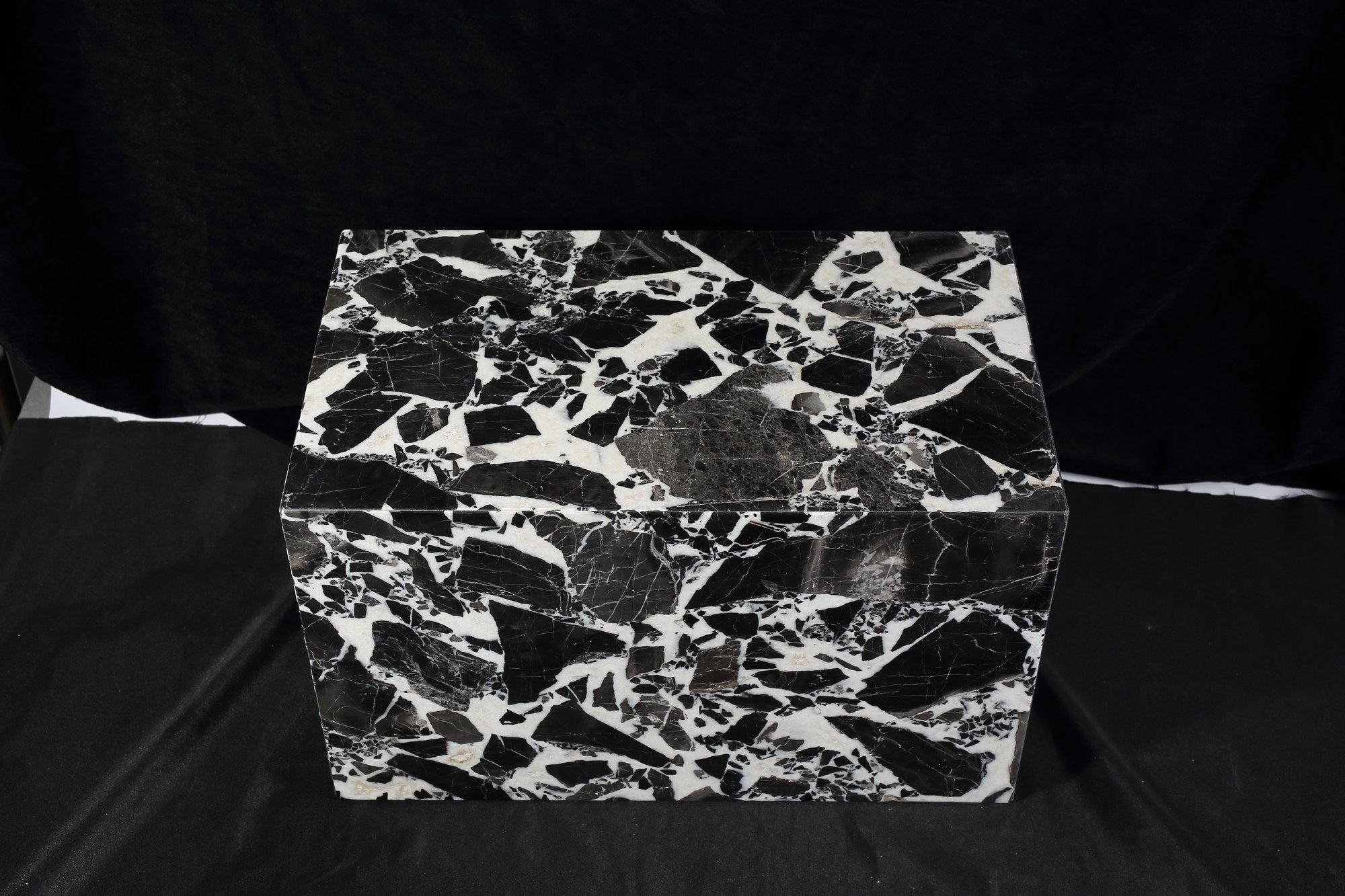 Koville Square Splicing Natural Stone Side Table in Frost Noir
