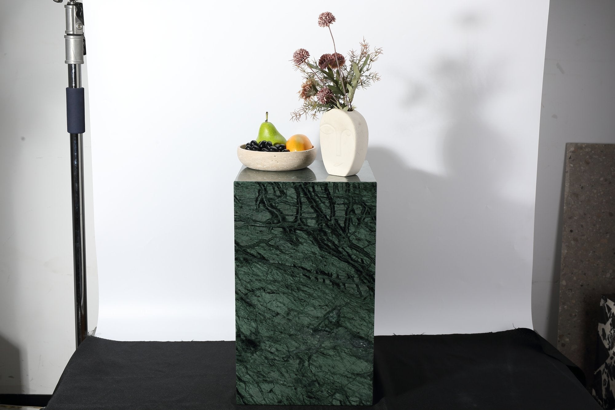 Koville Square Splicing Natural Stone Side Table in Indian Green