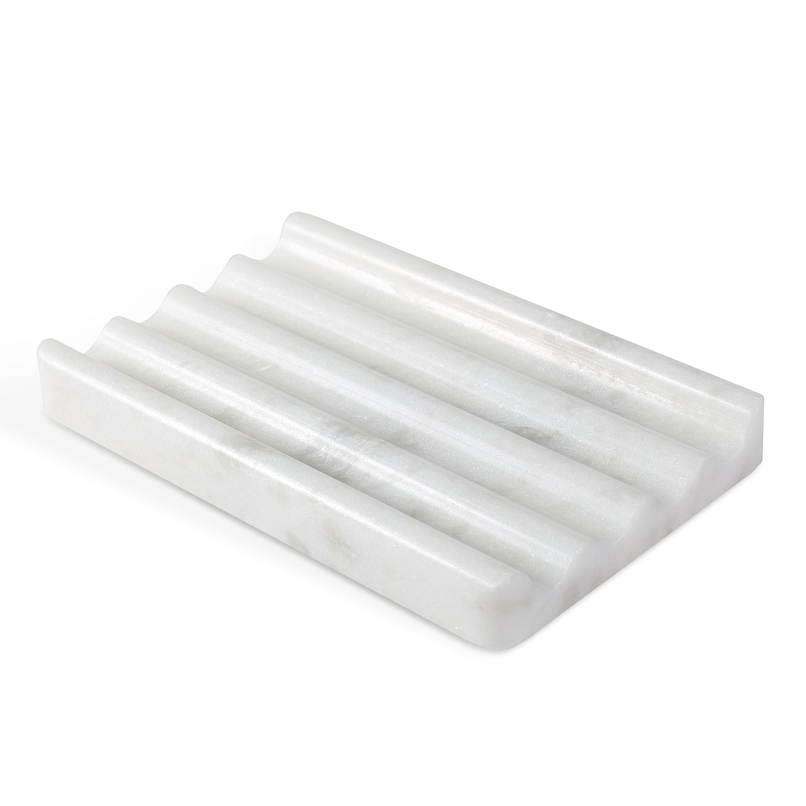 Koville Natural Marble square wavy soap dish in Namib Fantasy with sculpted wave surface