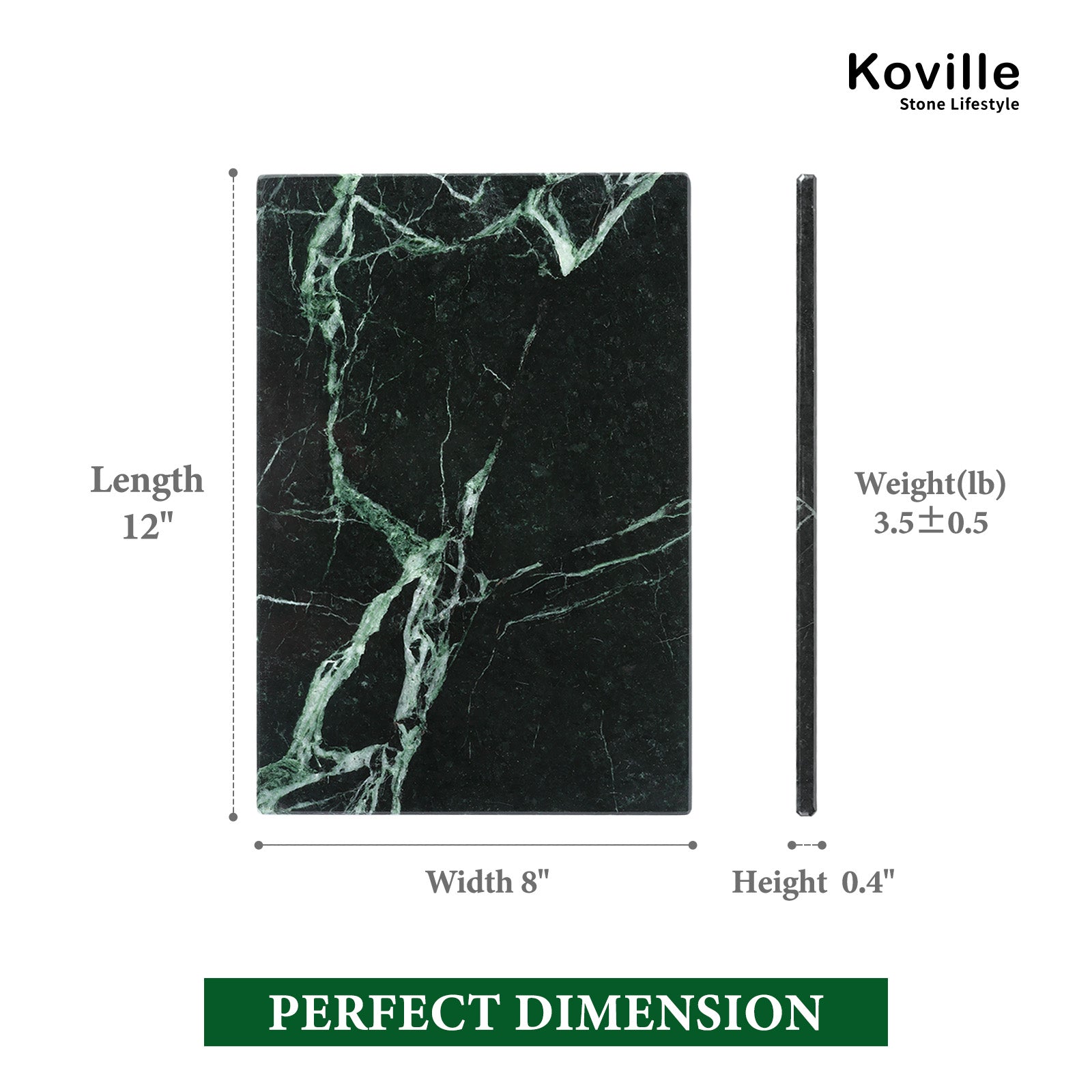 Koville Natural Stone Storage Tray in Verde Alpi, 300 x 200 x 10 mm, product view