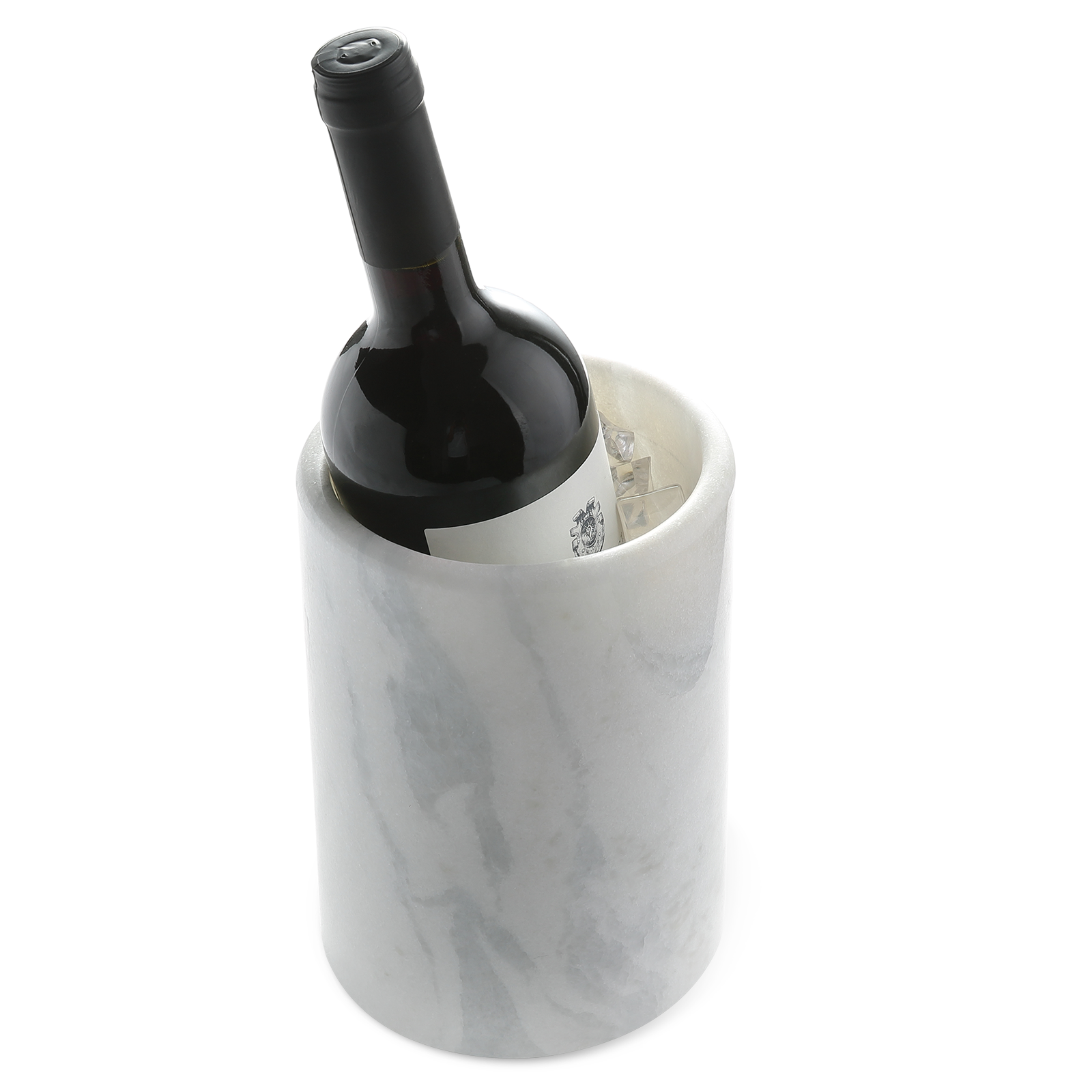 Koville Natural Stone Straight Wine Cooler in Namib Fantasy on a dining table with a wine bottle
