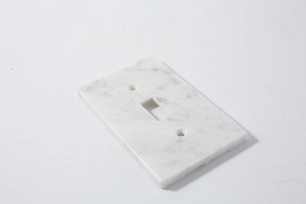 Koville Marble Single Toggle Switch Plate for Interior Walls, 4.5 × 2.8 in – Bianco Carrara, view 1