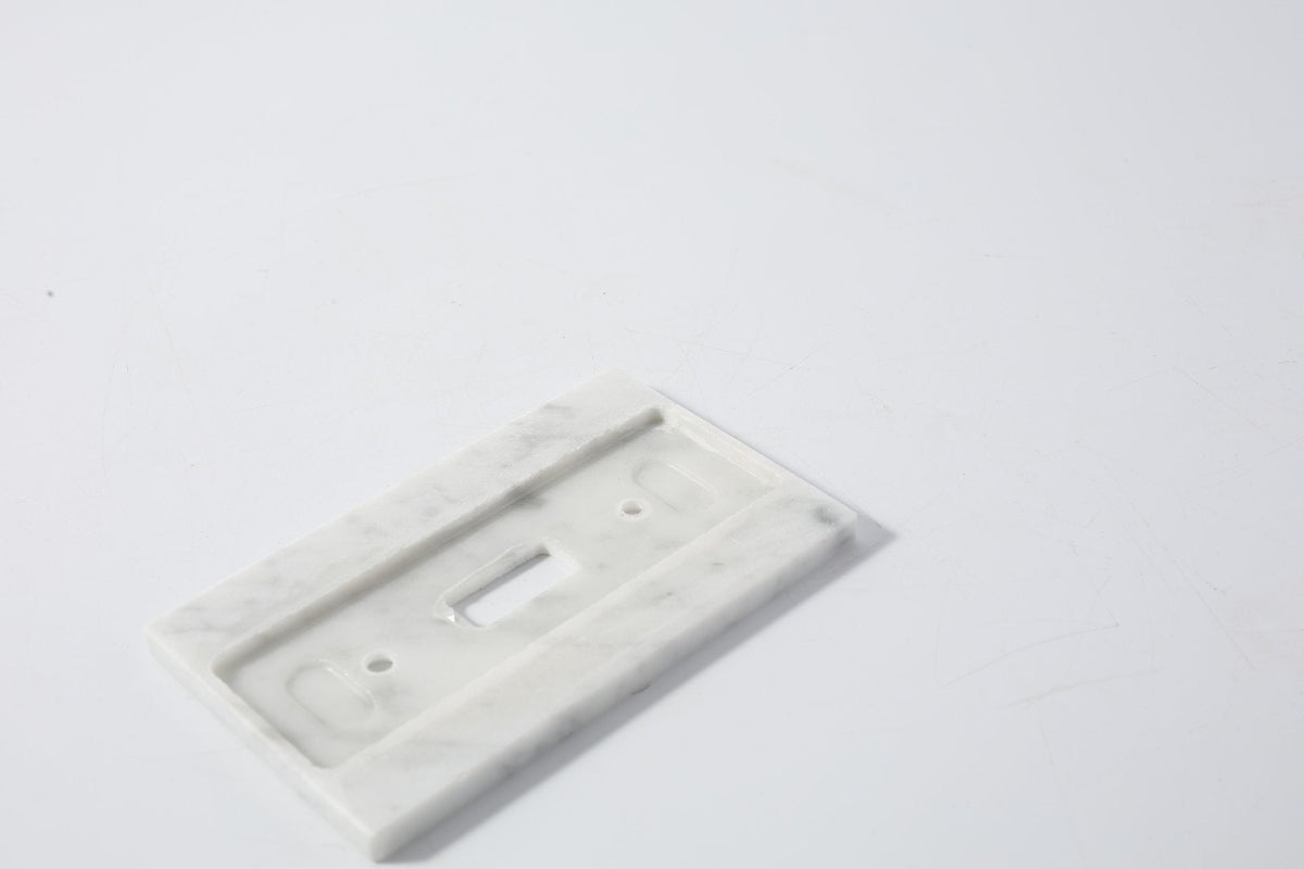 Koville Marble Single Toggle Switch Plate for Interior Walls, 4.5 × 2.8 in – Bianco Carrara, view 3