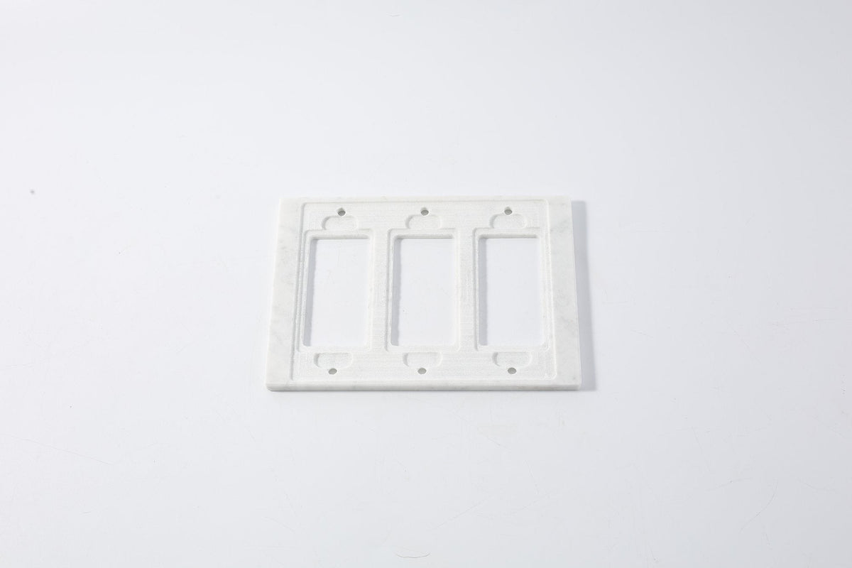 Koville Marble Three-Position Rocker Switch Plate for Interior Walls, 6.3 × 4.5 in – Bianco Carrara, view 1