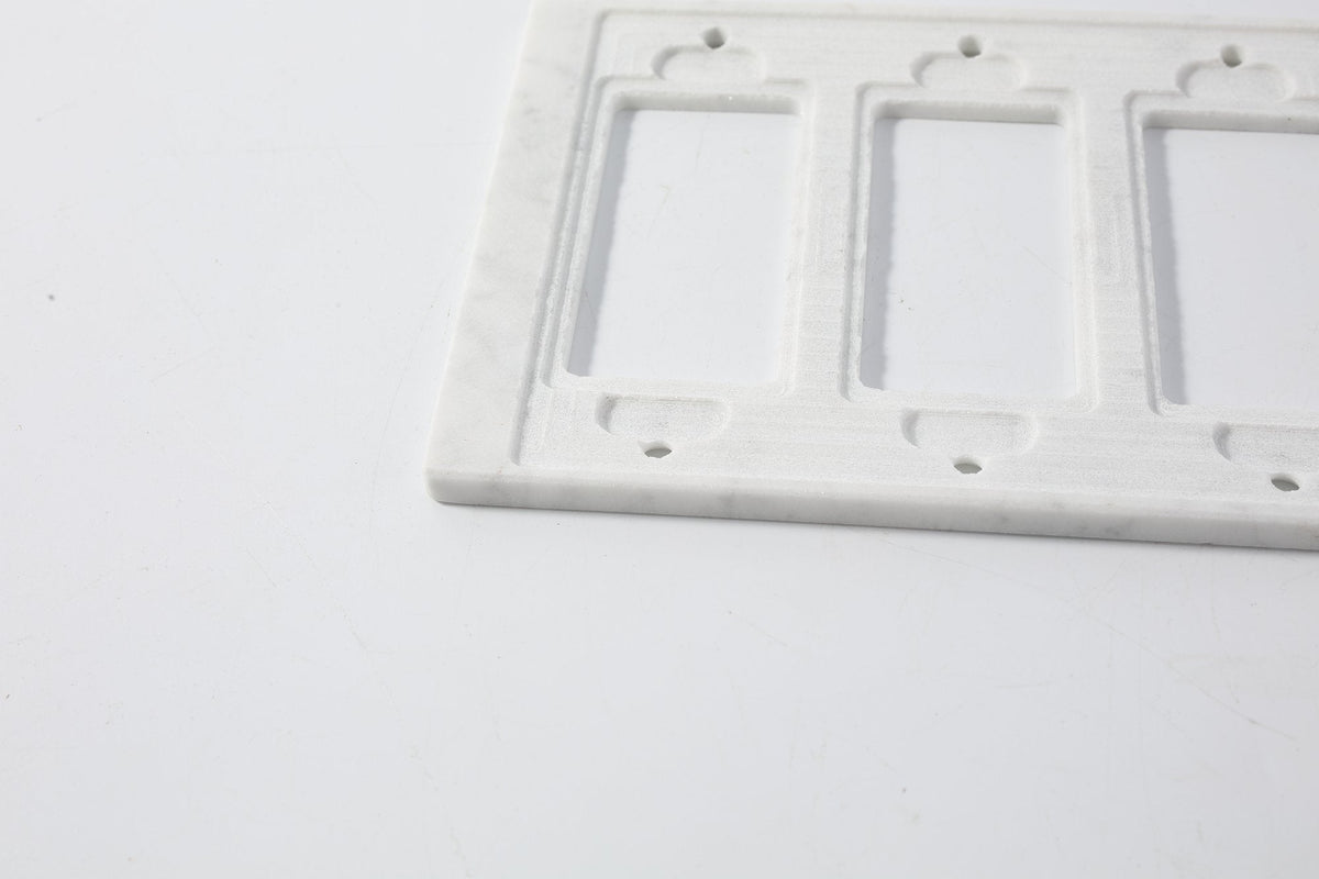 Koville Marble Three-Position Rocker Switch Plate for Interior Walls, 6.3 × 4.5 in – Bianco Carrara, view 3