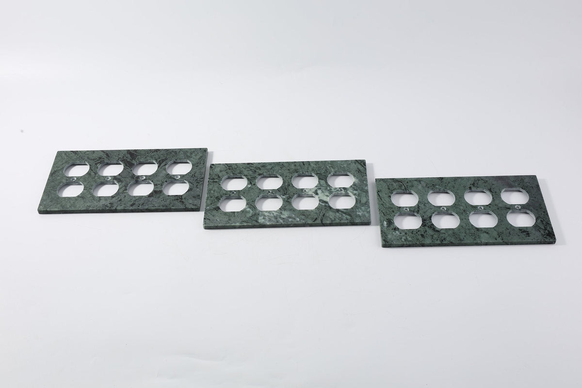 Koville Marble Four-Outlet Wall Plate for Interior Walls, 8.1 × 4.5 in – Indian Green, view 1