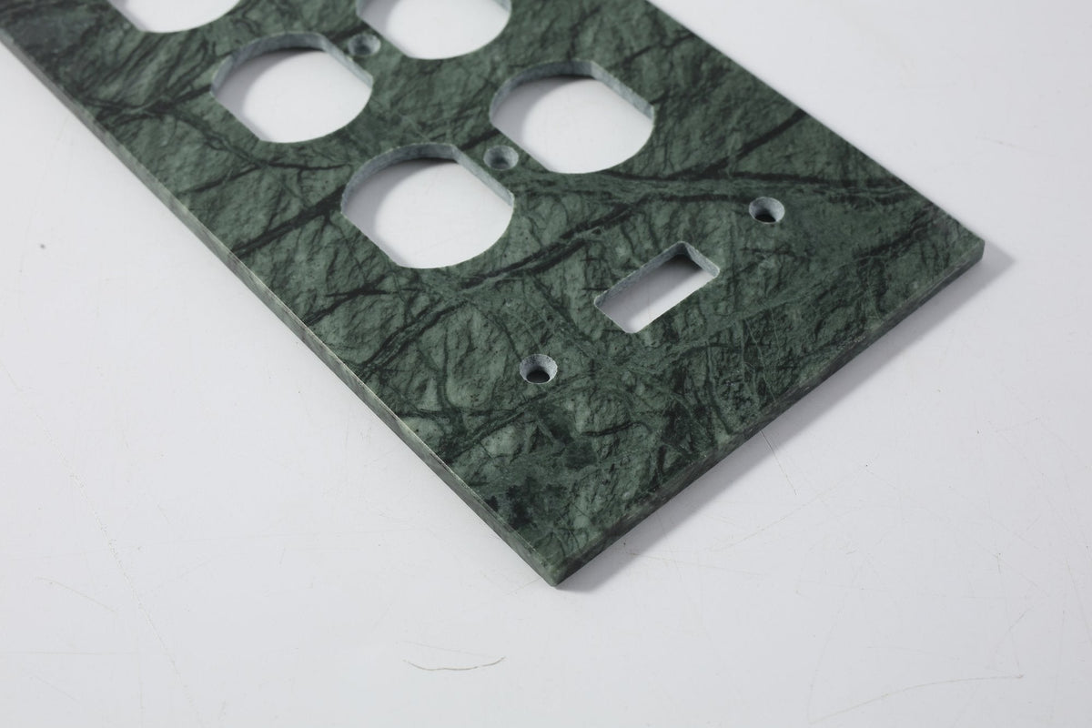 Koville Marble Three-Outlet + Toggle Wall Plate for Interior Walls, 8.1 × 4.5 in – Indian Green, view 2