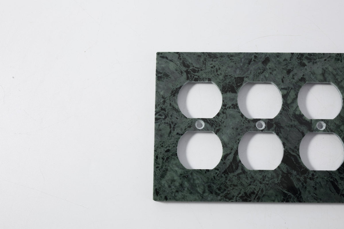 Koville Marble Four-Outlet Wall Plate for Interior Walls, 8.1 × 4.5 in – Indian Green, view 2