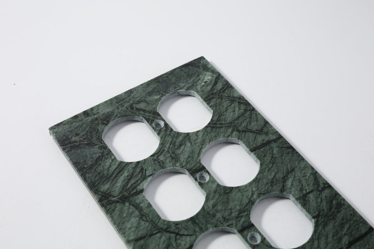 Koville Marble Three-Outlet + Toggle Wall Plate for Interior Walls, 8.1 × 4.5 in – Indian Green, view 4