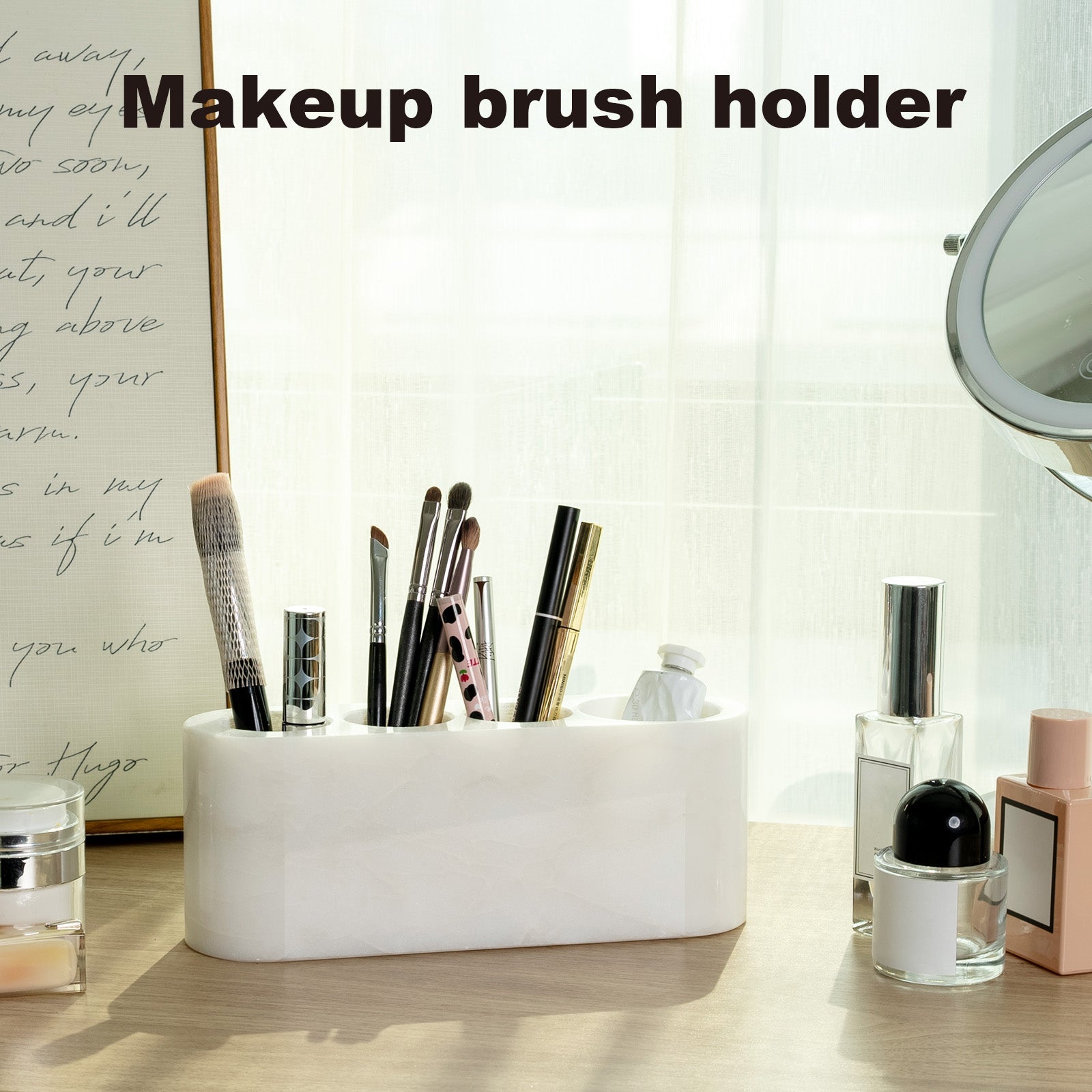 Koville Natural Marble natural marble toothbrush holder in Karibib Ice for bathroom vanity